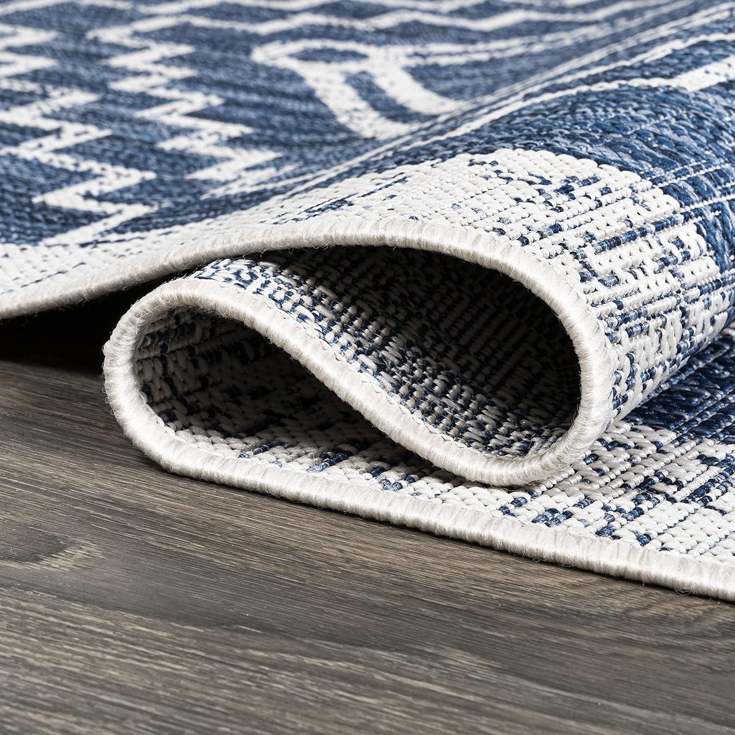 imageJONATHAN Y Diamond Tribal Medallion Indoor Outdoor Runner Rug 2X8 BlackIvory Marokko for Backyard Patio Porch EasyCleaning High Traffic PetFriendly NonShedding SMB127F28BlueIvory