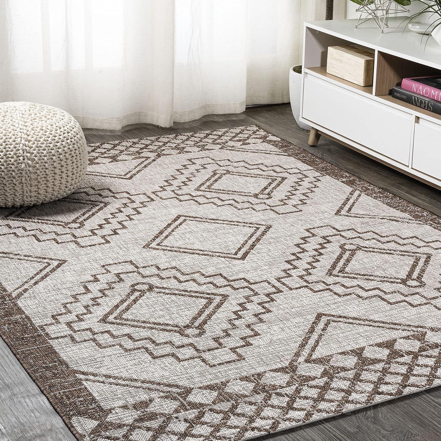 imageJONATHAN Y Diamond Tribal Medallion Indoor Outdoor Runner Rug 2X8 BlackIvory Marokko for Backyard Patio Porch EasyCleaning High Traffic PetFriendly NonShedding SMB127F28BeigeBrown