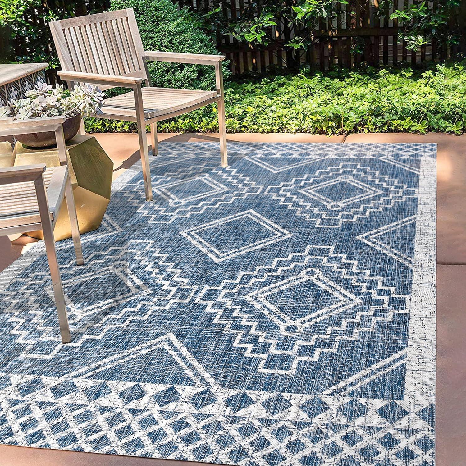 imageJONATHAN Y Diamond Tribal Medallion Indoor Outdoor Runner Rug 2X8 BlackIvory Marokko for Backyard Patio Porch EasyCleaning High Traffic PetFriendly NonShedding SMB127F28BlueIvory