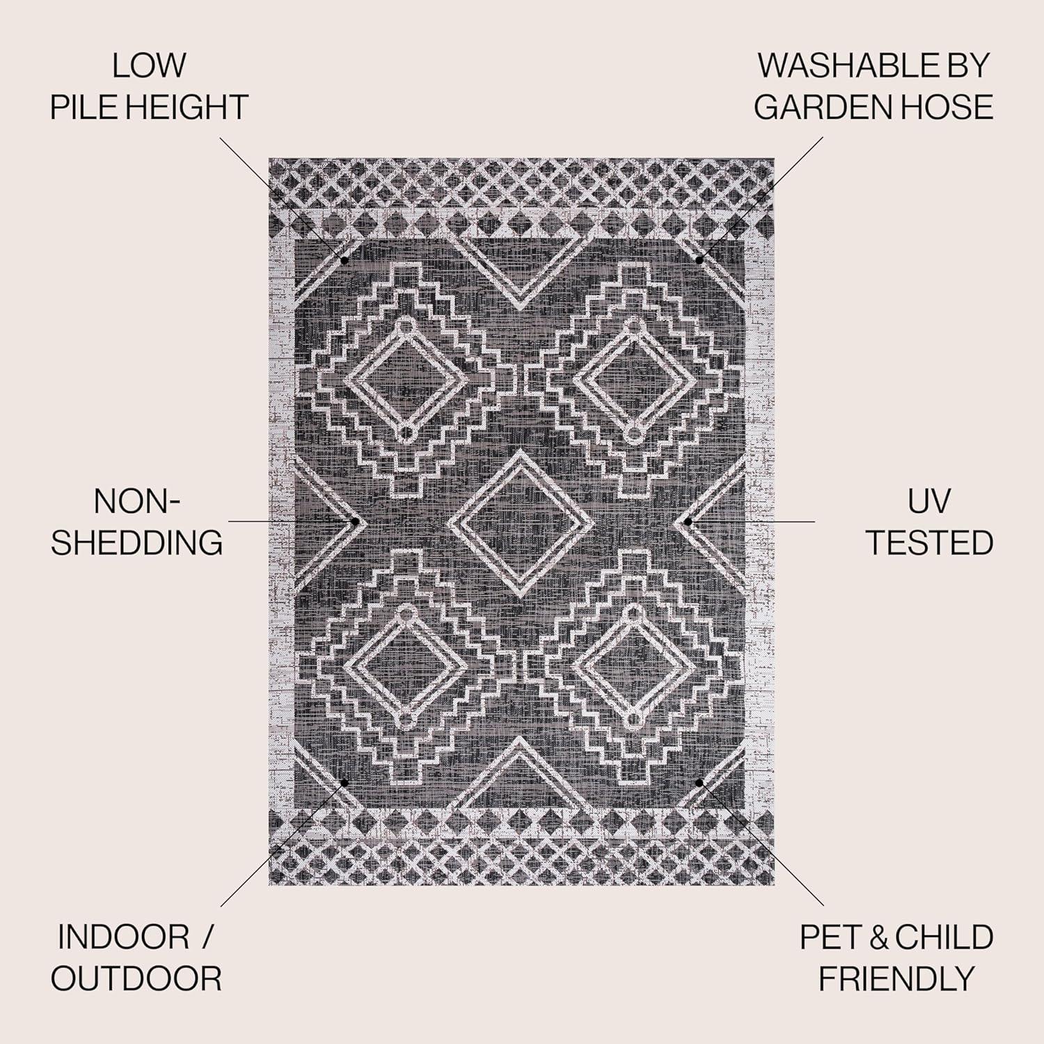 imageJONATHAN Y Diamond Tribal Medallion Indoor Outdoor Runner Rug 2X8 BlackIvory Marokko for Backyard Patio Porch EasyCleaning High Traffic PetFriendly NonShedding SMB127F28BlackIvory