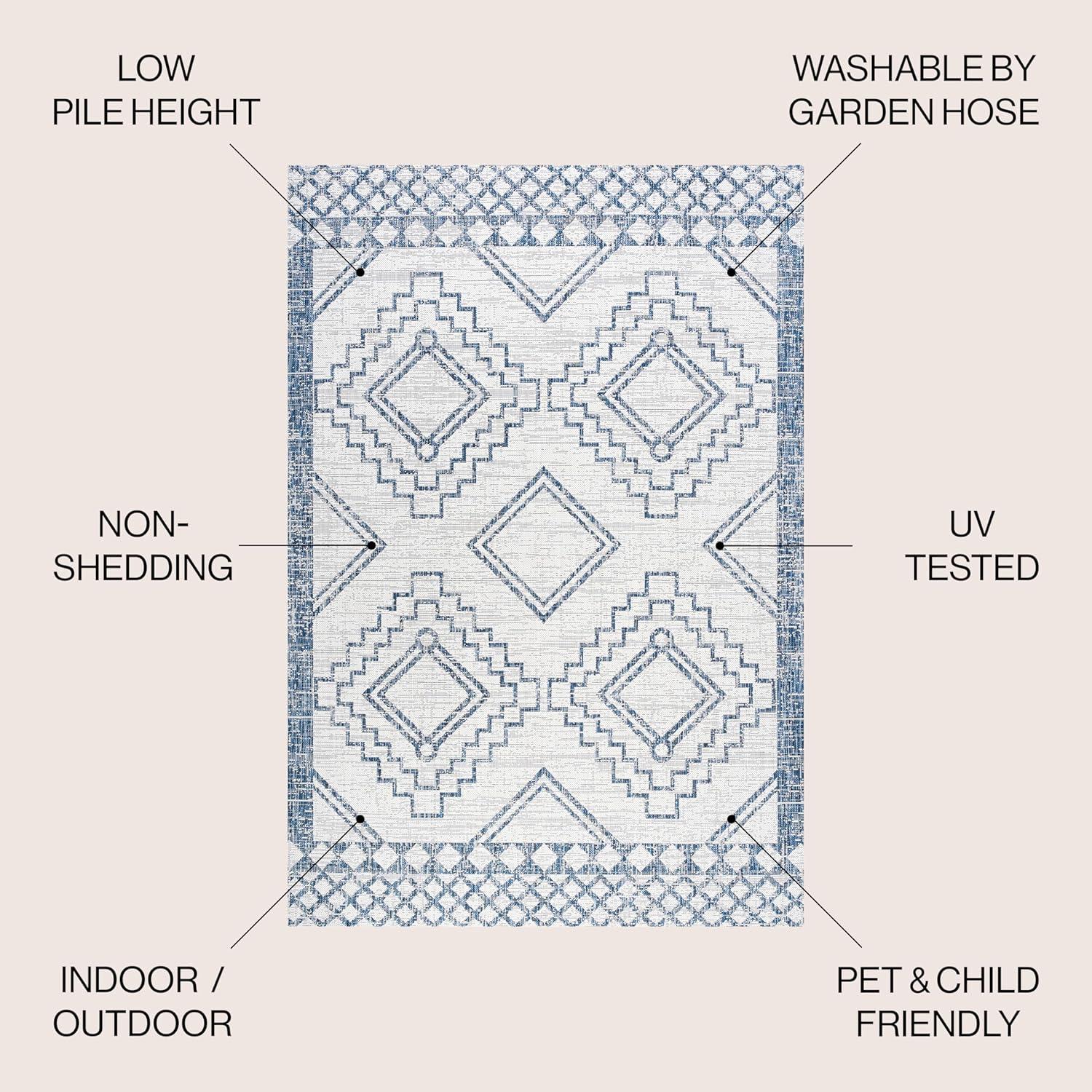 imageJONATHAN Y Diamond Tribal Medallion Indoor Outdoor Runner Rug 2X8 BlackIvory Marokko for Backyard Patio Porch EasyCleaning High Traffic PetFriendly NonShedding SMB127F28IvoryBlue