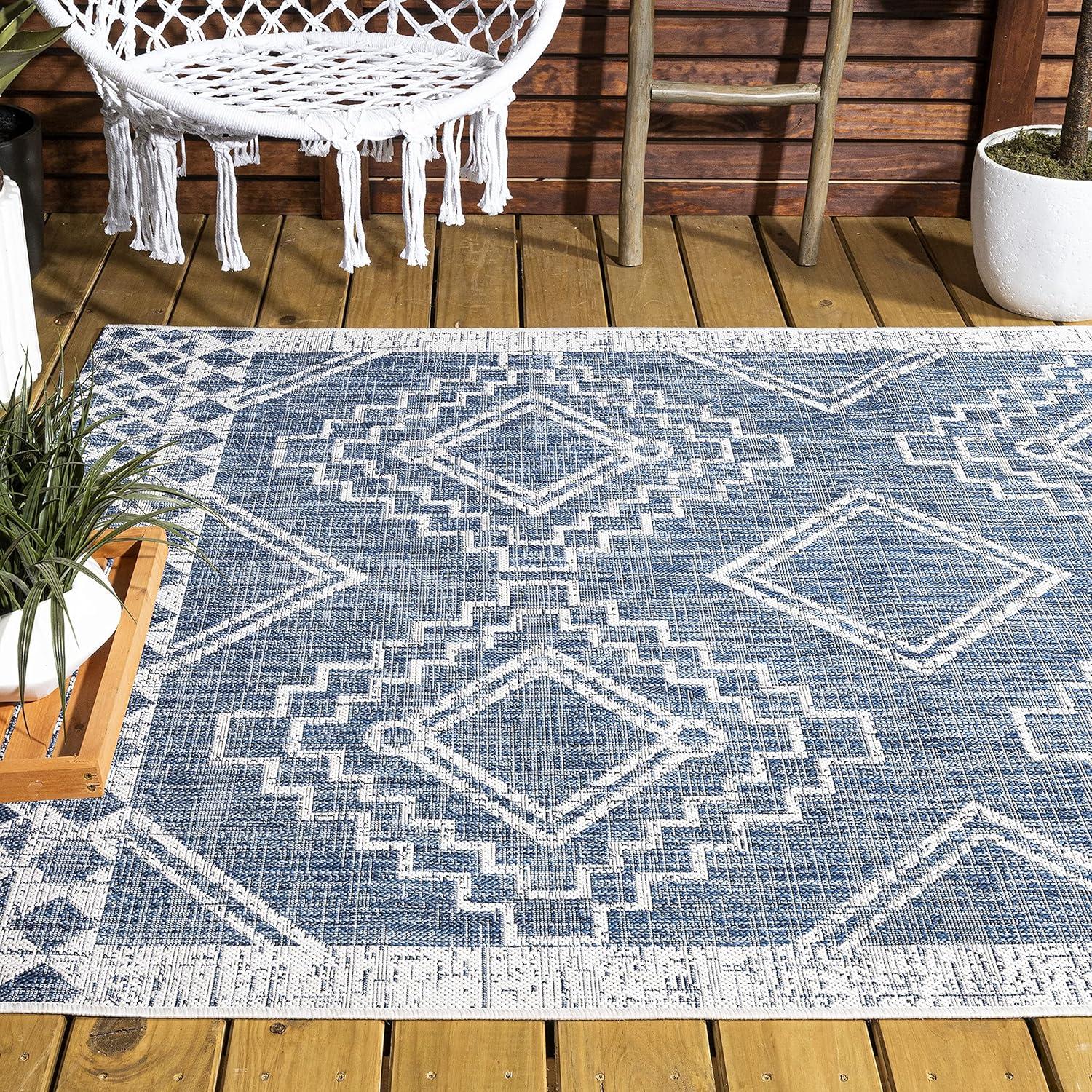 imageJONATHAN Y Diamond Tribal Medallion Indoor Outdoor Runner Rug 2X8 BlackIvory Marokko for Backyard Patio Porch EasyCleaning High Traffic PetFriendly NonShedding SMB127F28BlueIvory