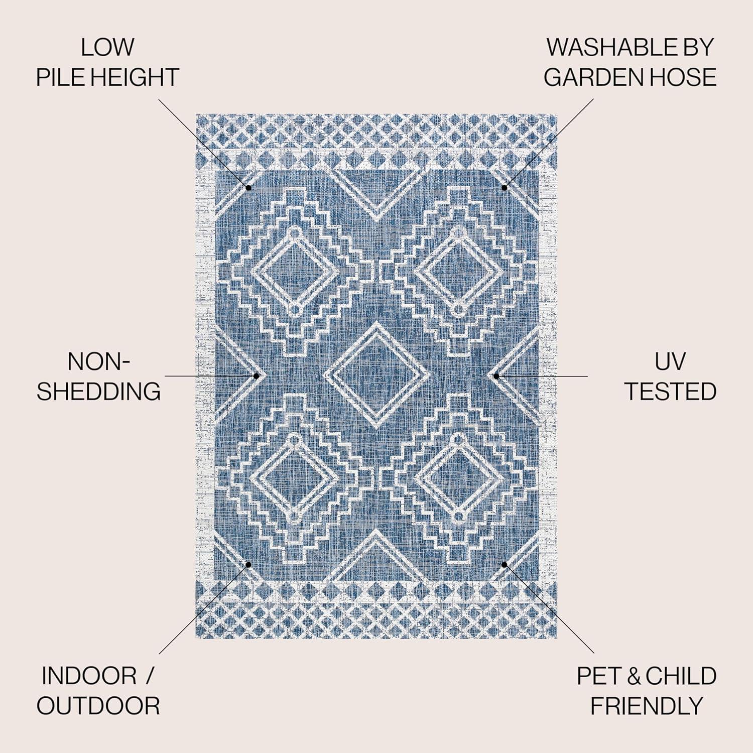 imageJONATHAN Y Diamond Tribal Medallion Indoor Outdoor Runner Rug 2X8 BlackIvory Marokko for Backyard Patio Porch EasyCleaning High Traffic PetFriendly NonShedding SMB127F28BlueIvory