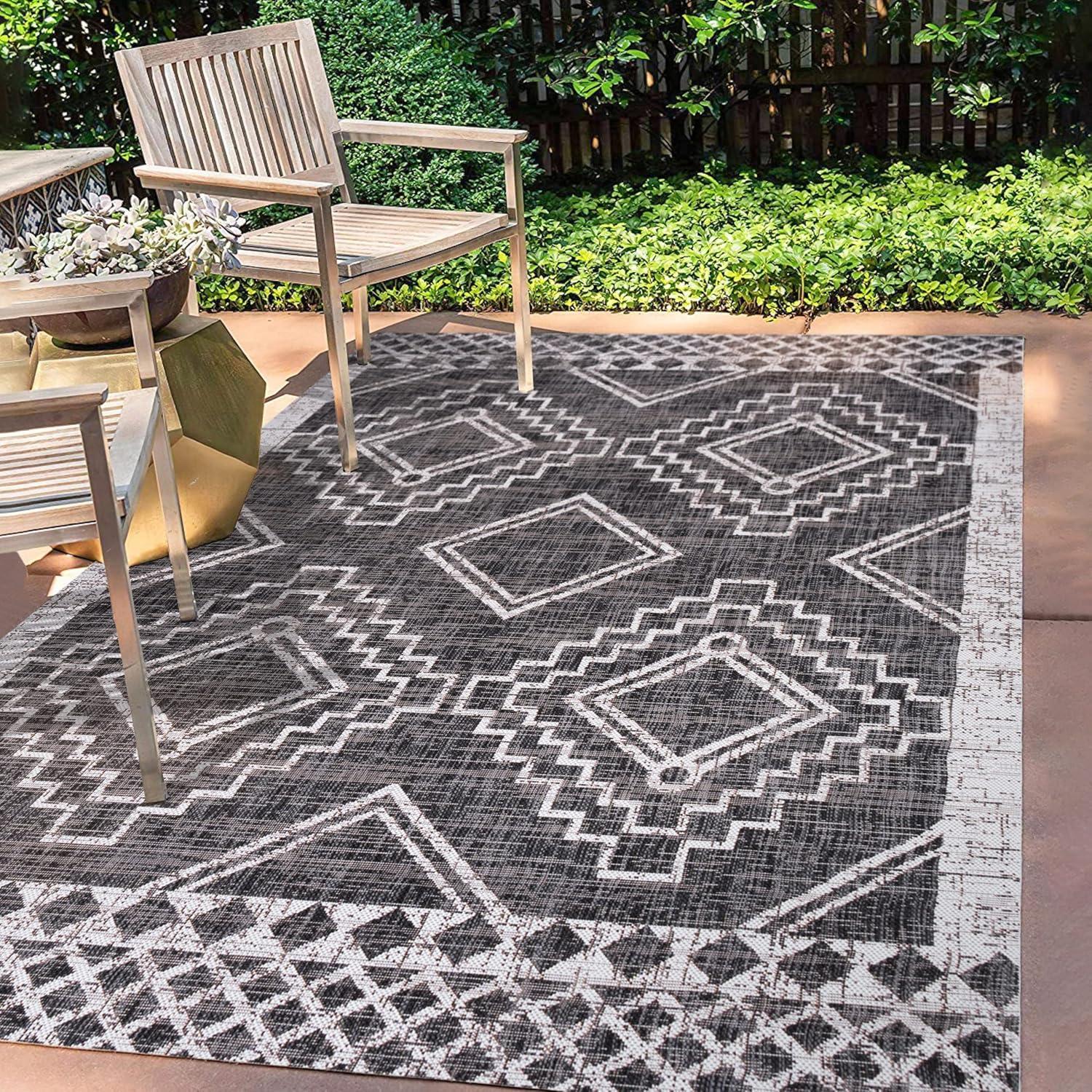 imageJONATHAN Y Diamond Tribal Medallion Indoor Outdoor Runner Rug 2X8 BlackIvory Marokko for Backyard Patio Porch EasyCleaning High Traffic PetFriendly NonShedding SMB127F28BlackIvory