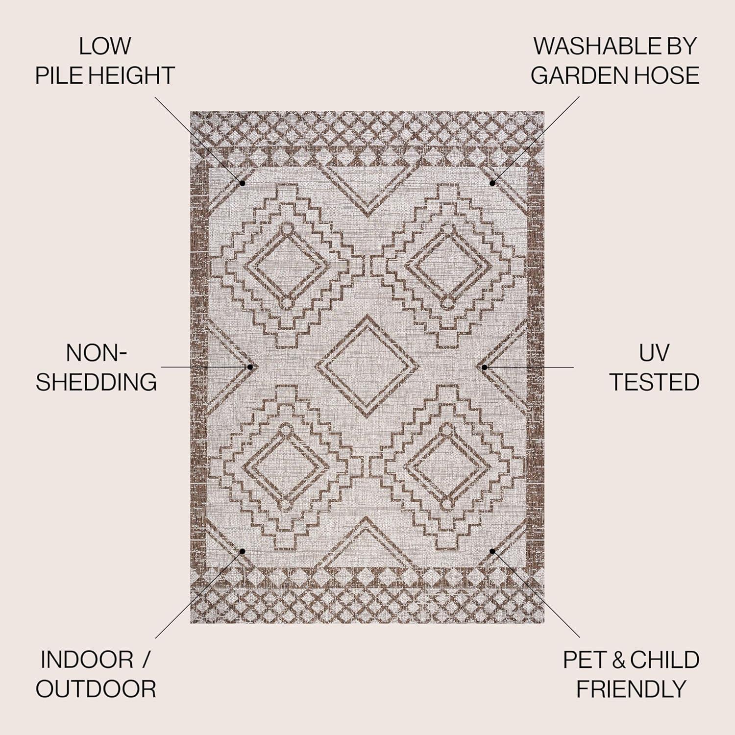 imageJONATHAN Y Diamond Tribal Medallion Indoor Outdoor Runner Rug 2X8 BlackIvory Marokko for Backyard Patio Porch EasyCleaning High Traffic PetFriendly NonShedding SMB127F28BeigeBrown