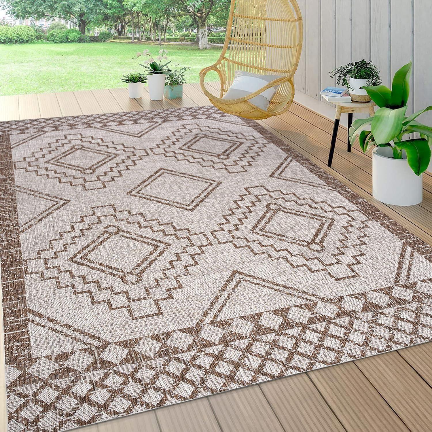 imageJONATHAN Y Diamond Tribal Medallion Indoor Outdoor Runner Rug 2X8 BlackIvory Marokko for Backyard Patio Porch EasyCleaning High Traffic PetFriendly NonShedding SMB127F28BeigeBrown