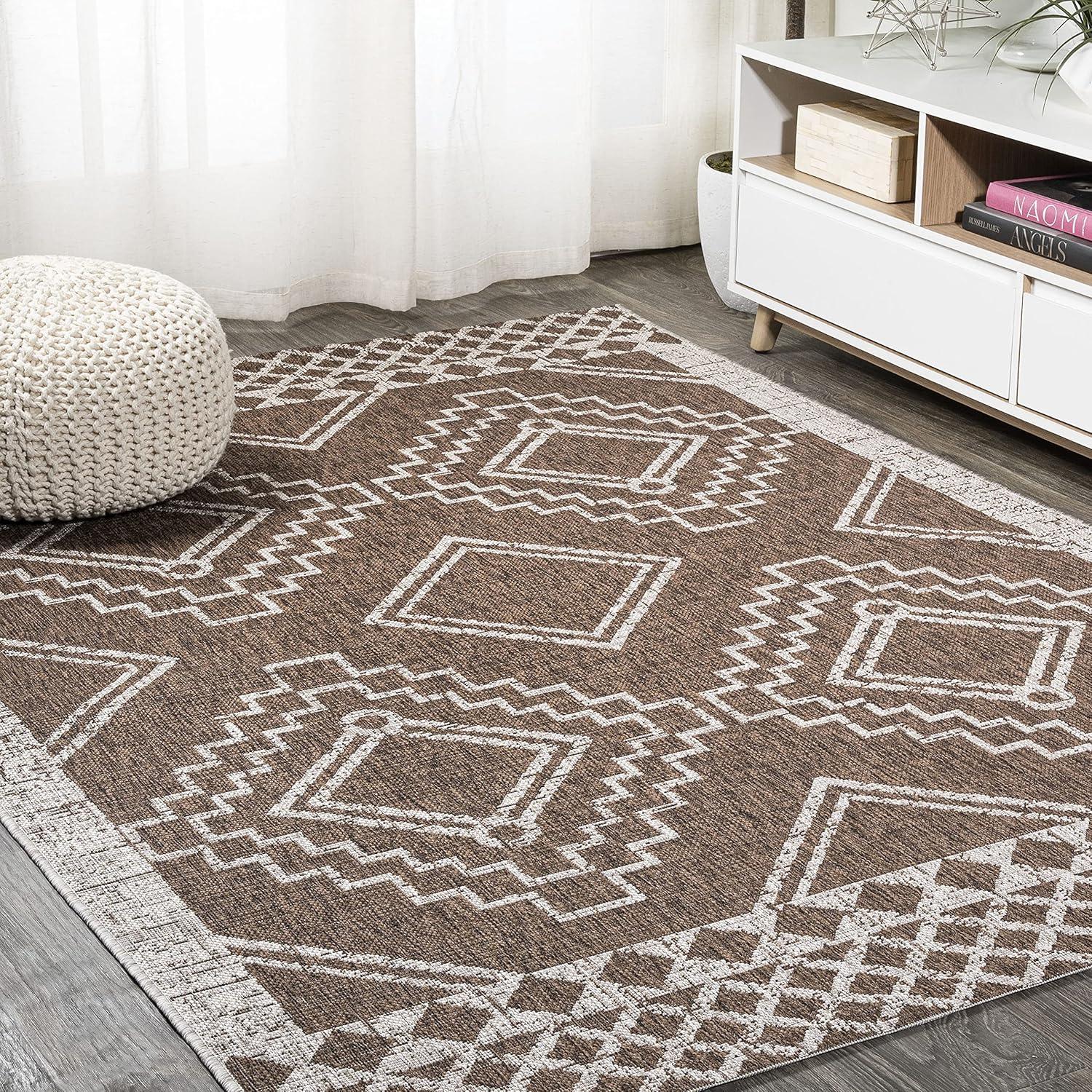 imageJONATHAN Y Diamond Tribal Medallion Indoor Outdoor Runner Rug 2X8 BlackIvory Marokko for Backyard Patio Porch EasyCleaning High Traffic PetFriendly NonShedding SMB127F28BrownBeige