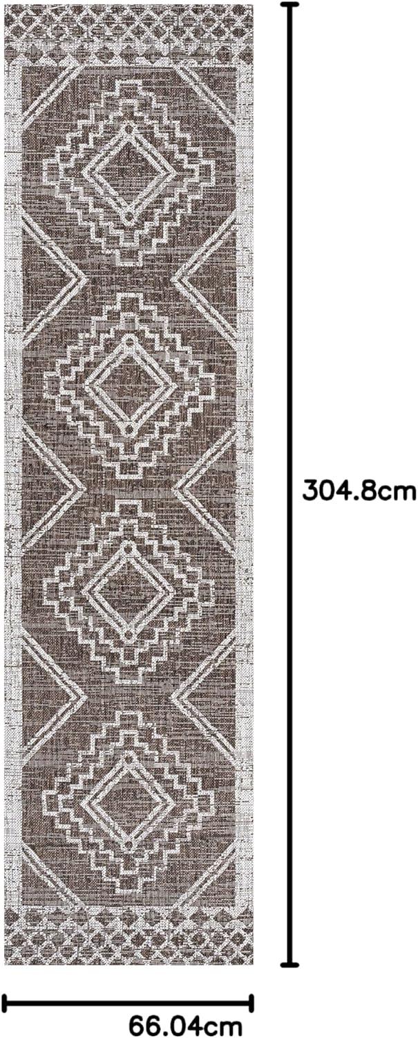 imageJONATHAN Y Diamond Tribal Medallion Indoor Outdoor Runner Rug 2X8 BlackIvory Marokko for Backyard Patio Porch EasyCleaning High Traffic PetFriendly NonShedding SMB127F28BrownBeige