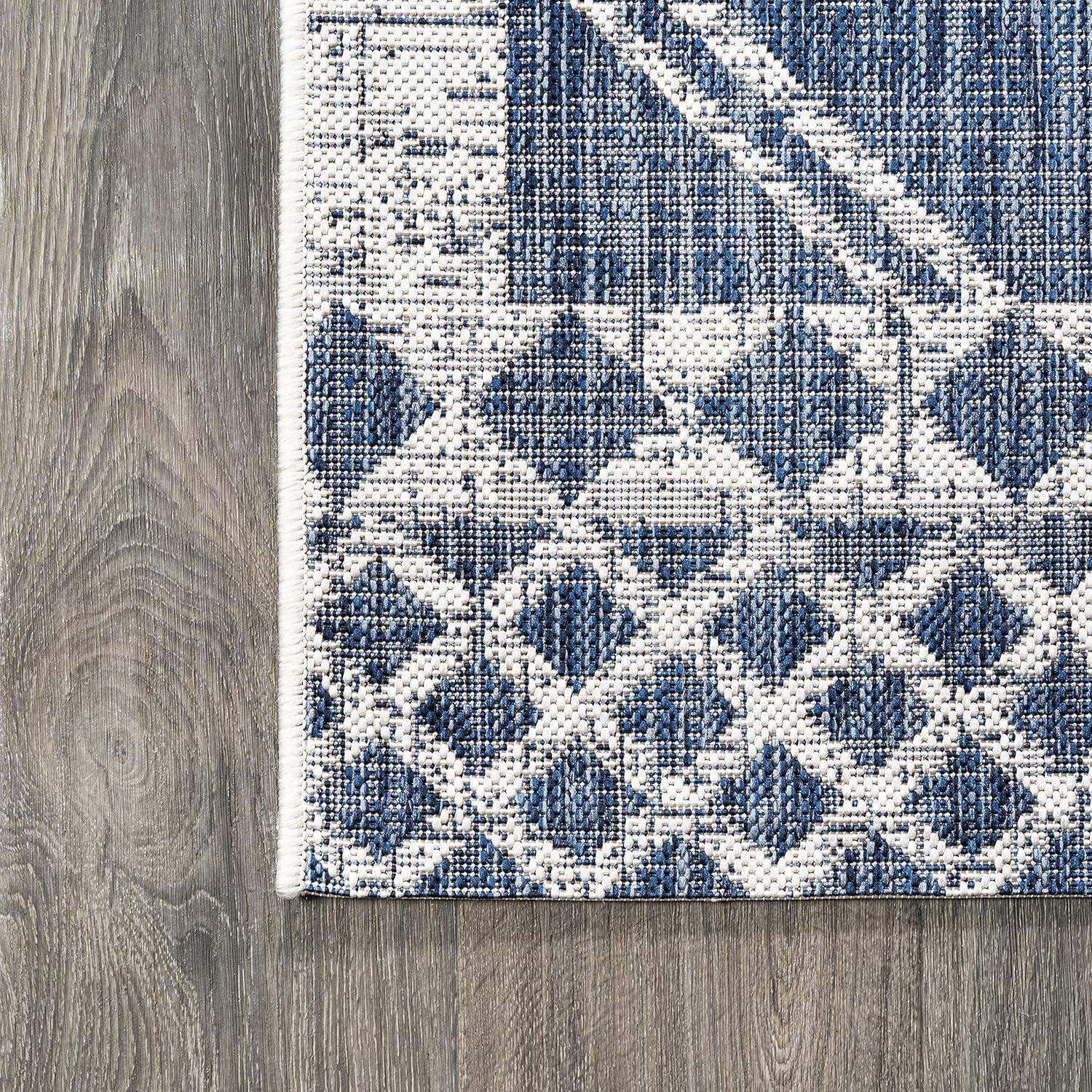 imageJONATHAN Y Diamond Tribal Medallion Indoor Outdoor Runner Rug 2X8 BlackIvory Marokko for Backyard Patio Porch EasyCleaning High Traffic PetFriendly NonShedding SMB127F28BlueIvory