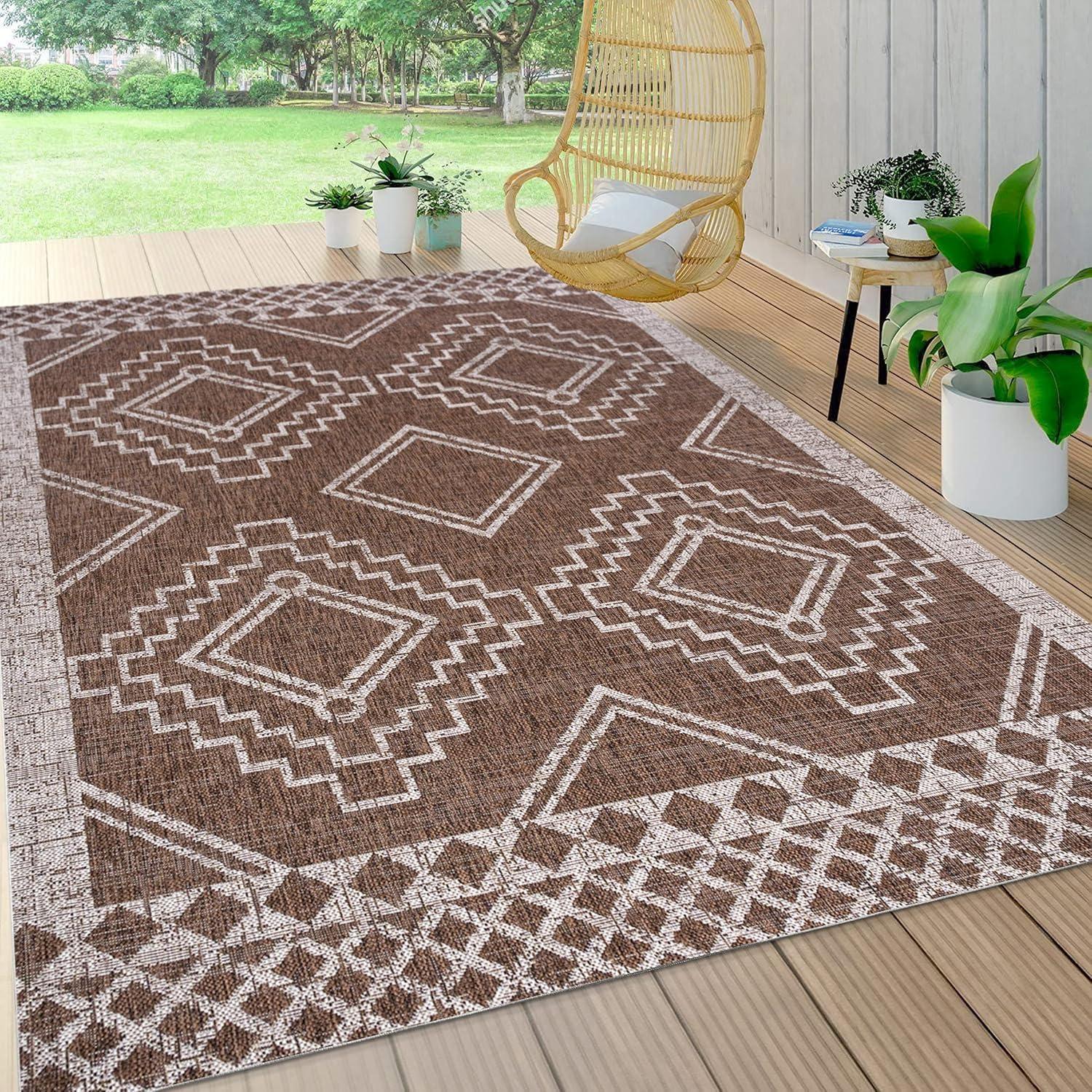 imageJONATHAN Y Diamond Tribal Medallion Indoor Outdoor Runner Rug 2X8 BlackIvory Marokko for Backyard Patio Porch EasyCleaning High Traffic PetFriendly NonShedding SMB127F28BrownBeige