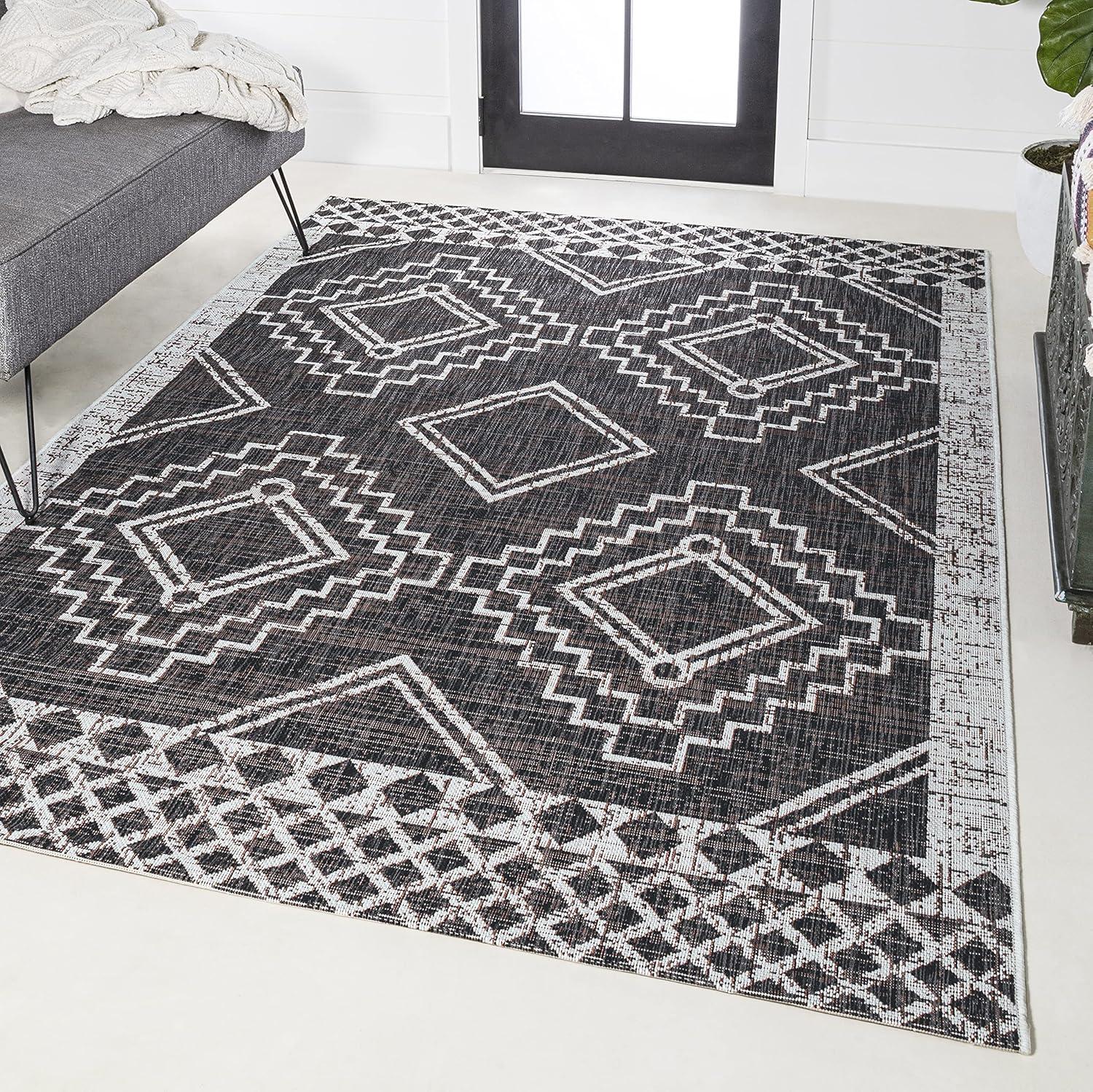 imageJONATHAN Y Diamond Tribal Medallion Indoor Outdoor Runner Rug 2X8 BlackIvory Marokko for Backyard Patio Porch EasyCleaning High Traffic PetFriendly NonShedding SMB127F28BlackIvory