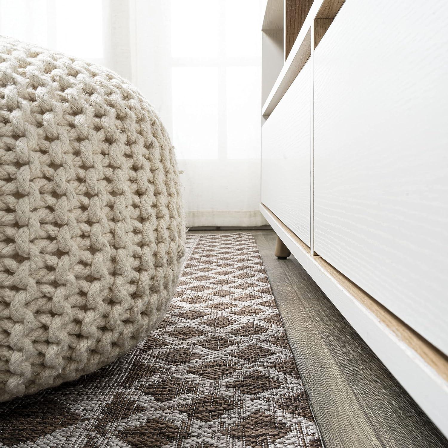 imageJONATHAN Y Diamond Tribal Medallion Indoor Outdoor Runner Rug 2X8 BlackIvory Marokko for Backyard Patio Porch EasyCleaning High Traffic PetFriendly NonShedding SMB127F28BrownBeige