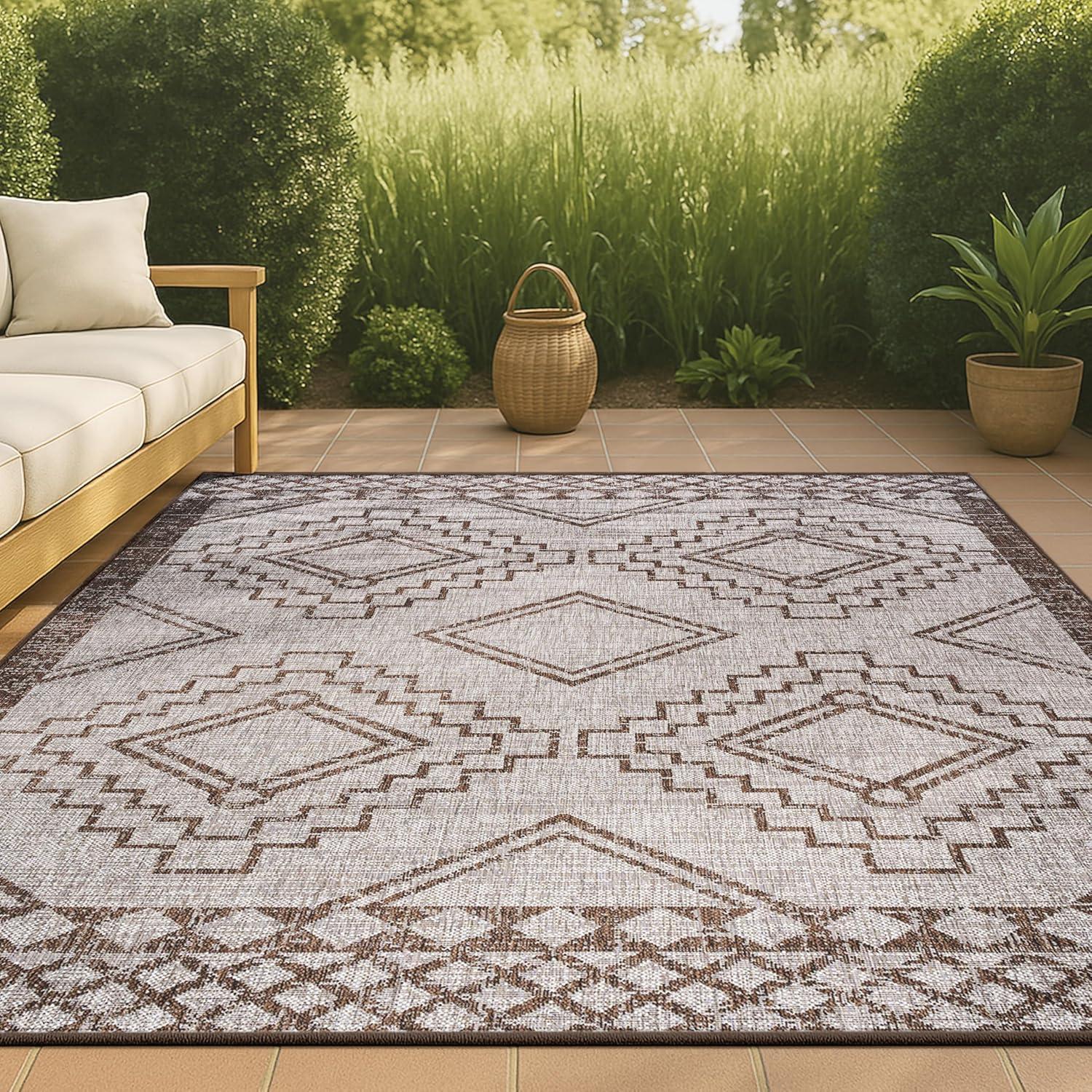 imageJONATHAN Y Diamond Tribal Medallion Indoor Outdoor Runner Rug 2X8 BlackIvory Marokko for Backyard Patio Porch EasyCleaning High Traffic PetFriendly NonShedding SMB127F28BeigeBrown