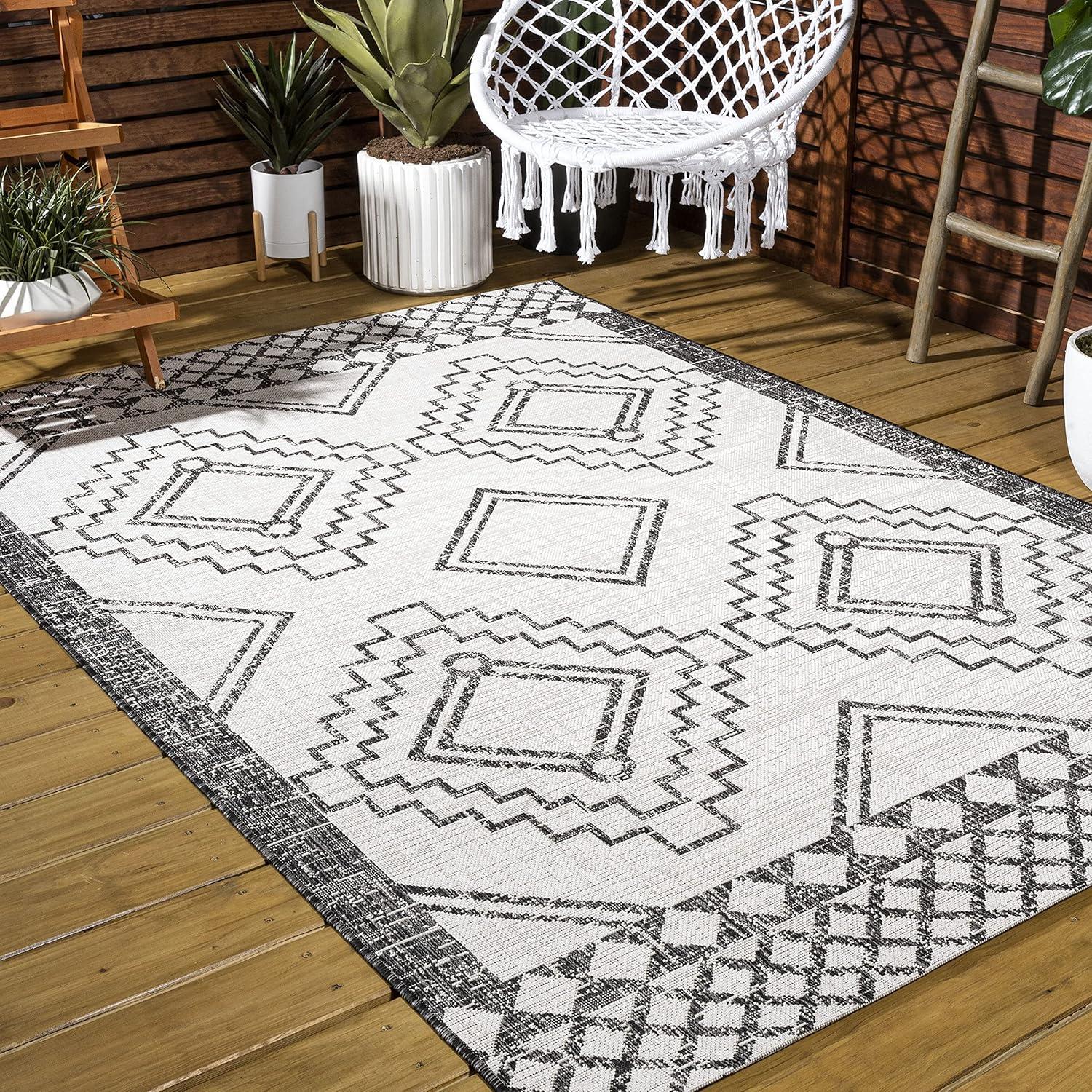 imageJONATHAN Y Diamond Tribal Medallion Indoor Outdoor Runner Rug 2X8 BlackIvory Marokko for Backyard Patio Porch EasyCleaning High Traffic PetFriendly NonShedding SMB127F28IvoryBlack