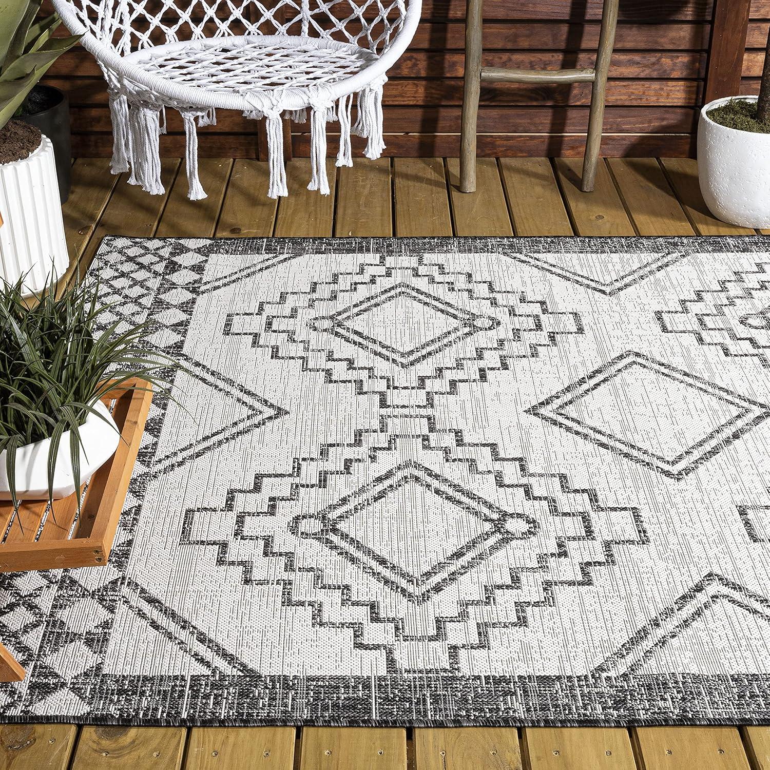 imageJONATHAN Y Diamond Tribal Medallion Indoor Outdoor Runner Rug 2X8 BlackIvory Marokko for Backyard Patio Porch EasyCleaning High Traffic PetFriendly NonShedding SMB127F28IvoryBlack