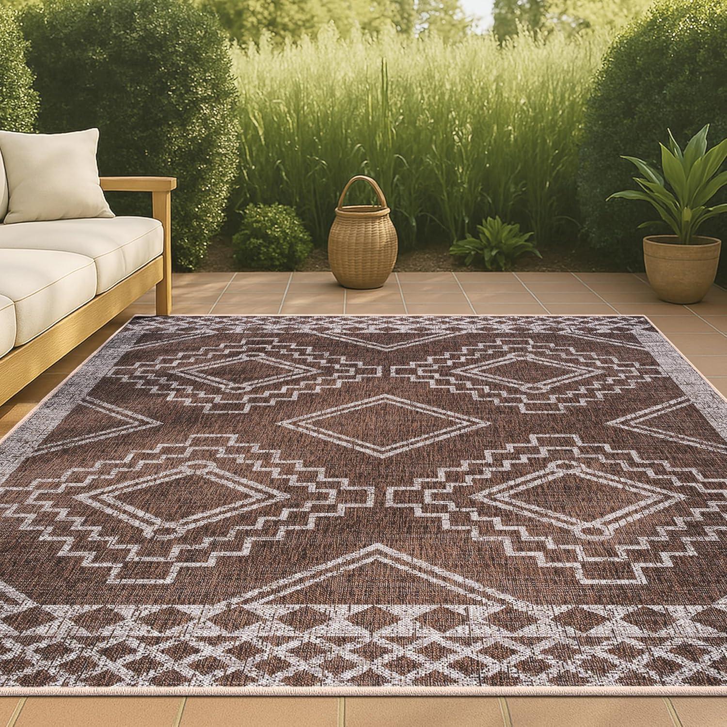 imageJONATHAN Y Diamond Tribal Medallion Indoor Outdoor Runner Rug 2X8 BlackIvory Marokko for Backyard Patio Porch EasyCleaning High Traffic PetFriendly NonShedding SMB127F28BrownBeige