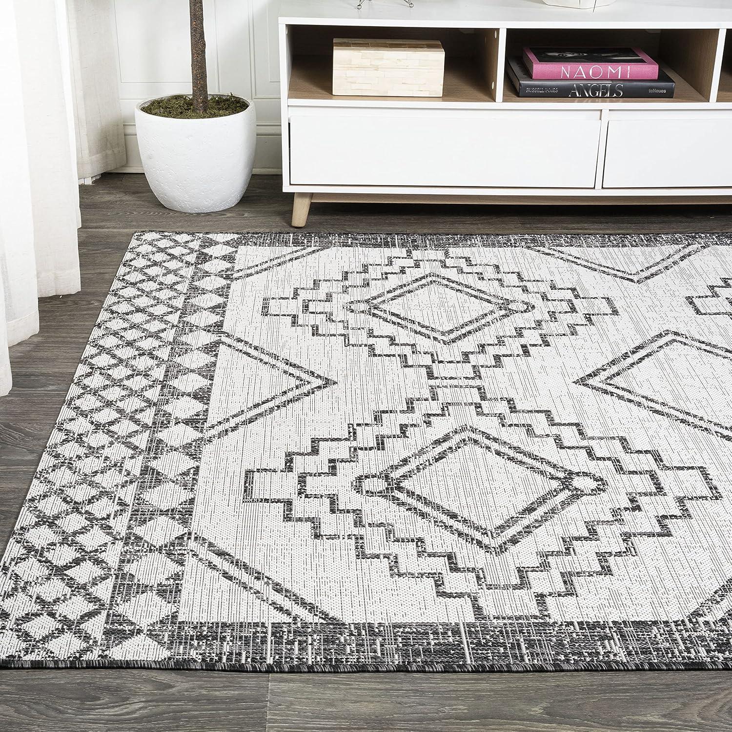 imageJONATHAN Y Diamond Tribal Medallion Indoor Outdoor Runner Rug 2X8 BlackIvory Marokko for Backyard Patio Porch EasyCleaning High Traffic PetFriendly NonShedding SMB127F28IvoryBlack