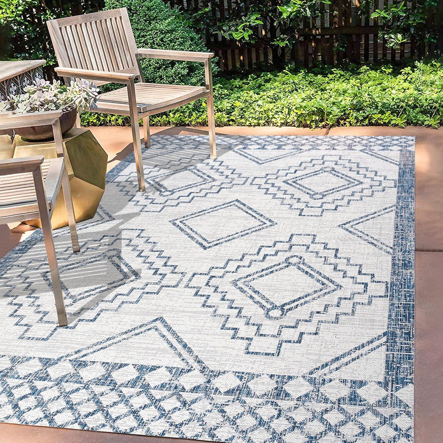 imageJONATHAN Y Diamond Tribal Medallion Indoor Outdoor Runner Rug 2X8 BlackIvory Marokko for Backyard Patio Porch EasyCleaning High Traffic PetFriendly NonShedding SMB127F28IvoryBlue