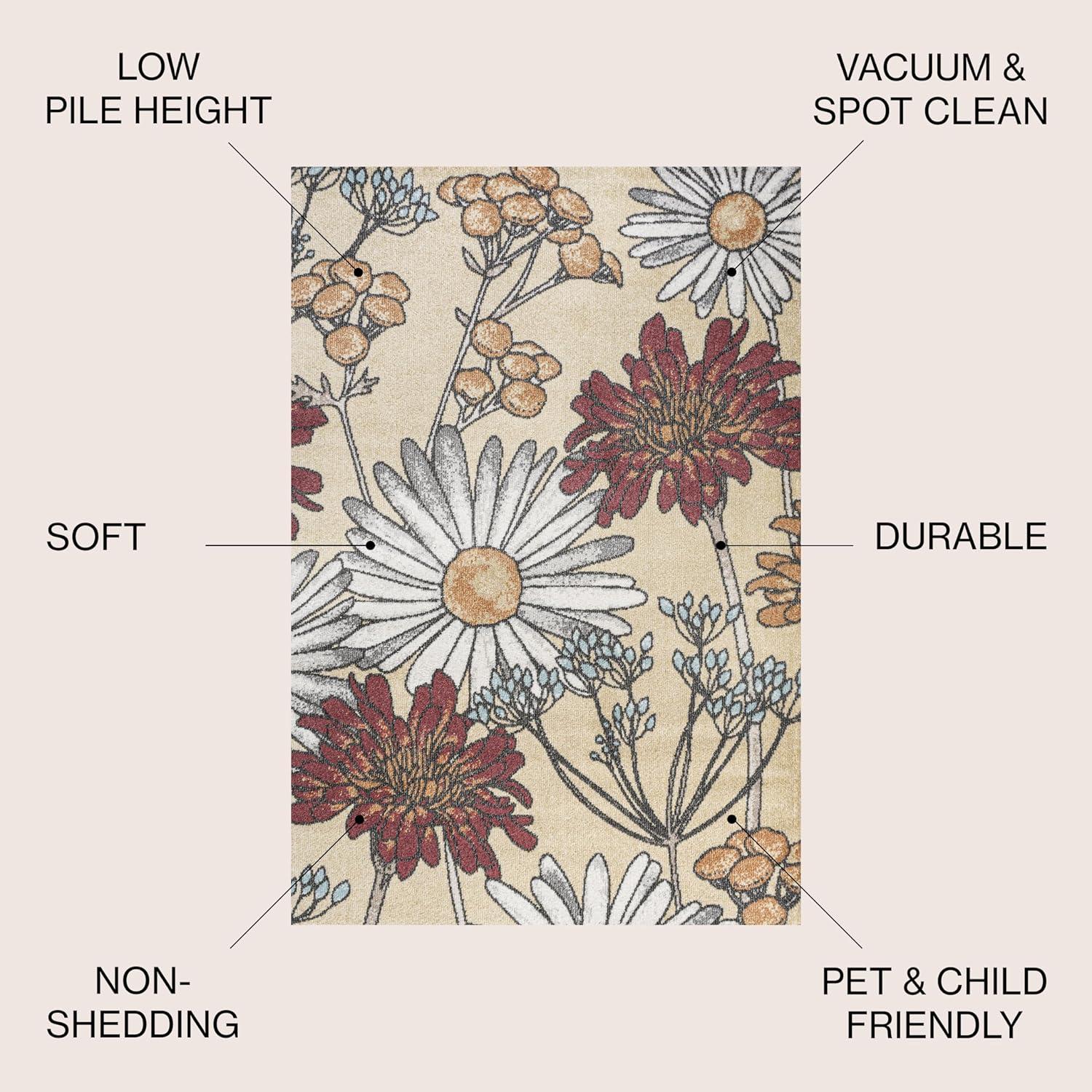 imageJONATHAN Y Dizi Botanical Wildflower Indoor Area Rug 5x8 YellowIvoryRed Modern Contemporary EasyCleaning for Living Room Bedroom Kitchen Pet Friendly NonShedding CTP203A5YellowIvoryRed