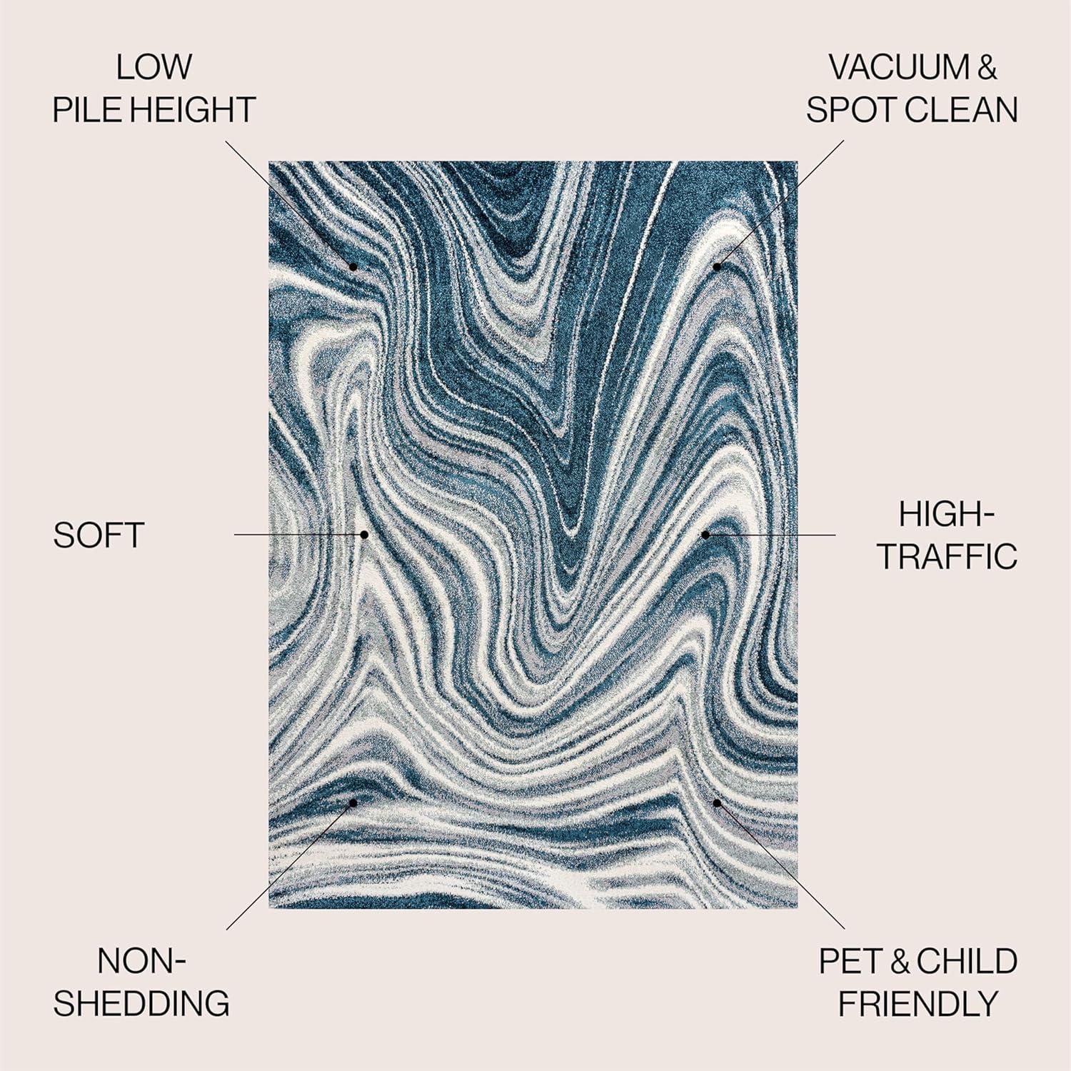 imageJONATHAN Y Eleni Abstract Marble TurquoiseCream Indoor Area Rug 8x10 ContemporaryGlamCasualTransitional EasyCleaning for Living RoomBedroomKitchenPet FriendlyNonShedding SEU301C8TurquoiseCream