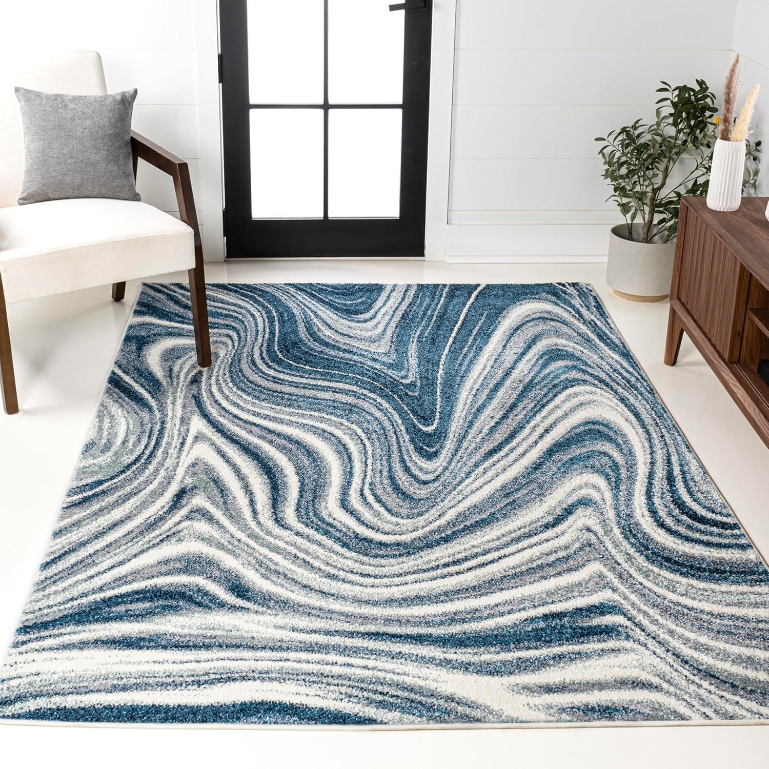 imageJONATHAN Y Eleni Abstract Marble TurquoiseCream Indoor Area Rug 8x10 ContemporaryGlamCasualTransitional EasyCleaning for Living RoomBedroomKitchenPet FriendlyNonShedding SEU301C8TurquoiseCream