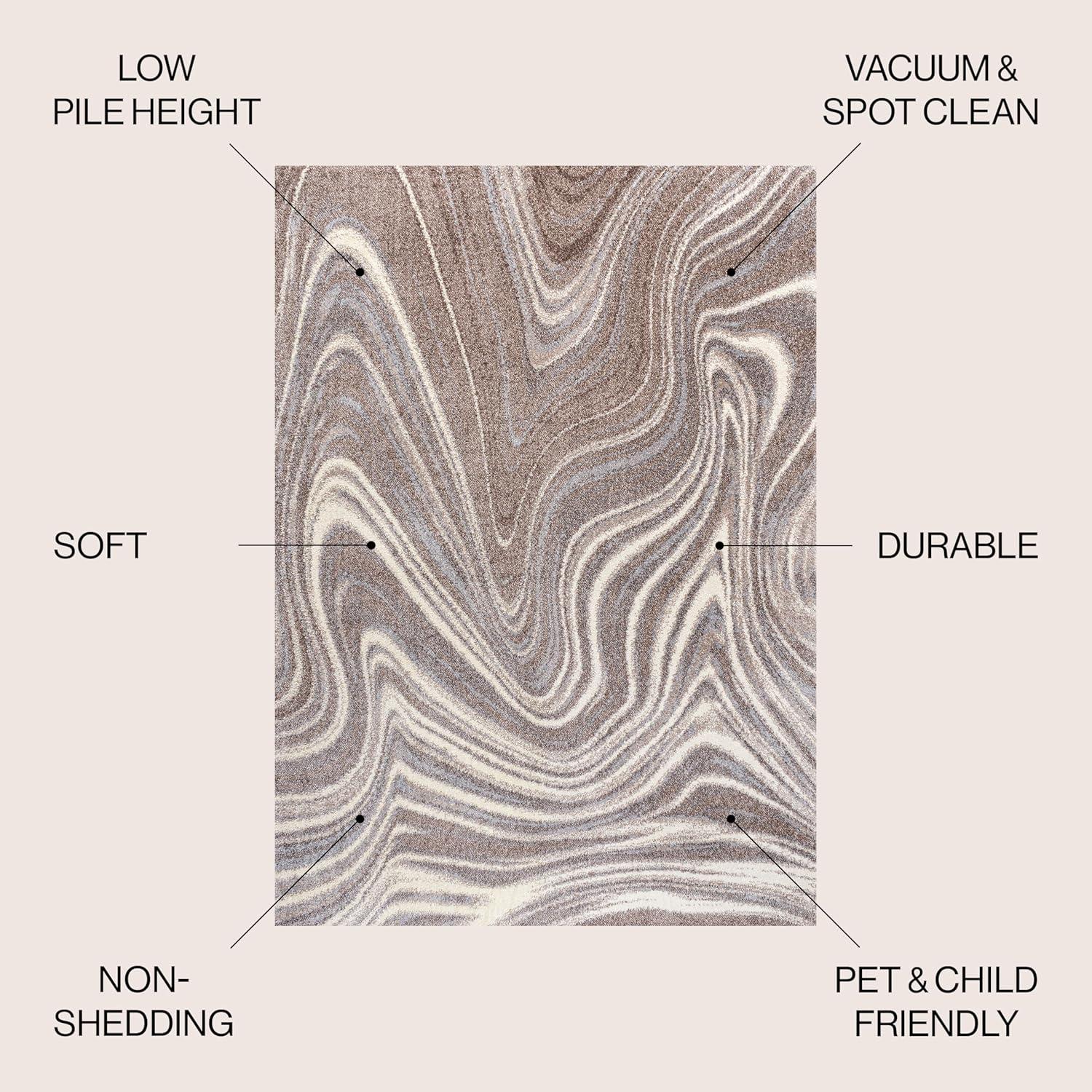 imageJONATHAN Y Eleni Abstract Marble TurquoiseCream Indoor Area Rug 8x10 ContemporaryGlamCasualTransitional EasyCleaning for Living RoomBedroomKitchenPet FriendlyNonShedding SEU301C8BrownCream