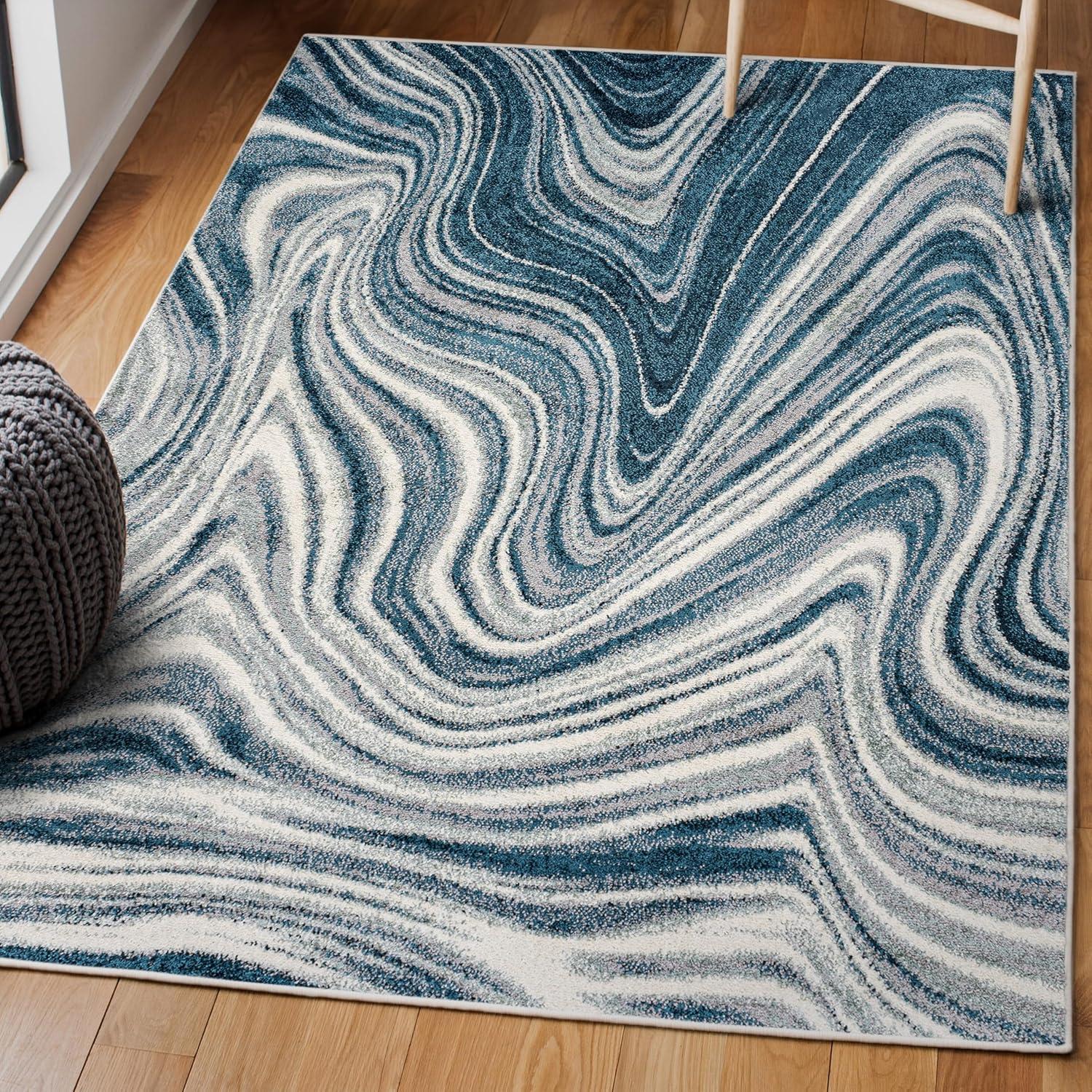 imageJONATHAN Y Eleni Abstract Marble TurquoiseCream Indoor Area Rug 8x10 ContemporaryGlamCasualTransitional EasyCleaning for Living RoomBedroomKitchenPet FriendlyNonShedding SEU301C8TurquoiseCream