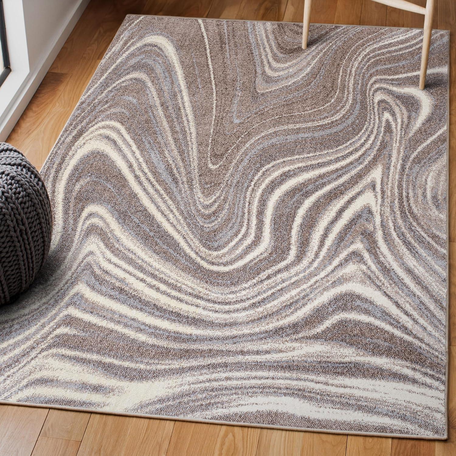 imageJONATHAN Y Eleni Abstract Marble TurquoiseCream Indoor Area Rug 8x10 ContemporaryGlamCasualTransitional EasyCleaning for Living RoomBedroomKitchenPet FriendlyNonShedding SEU301C8BrownCream