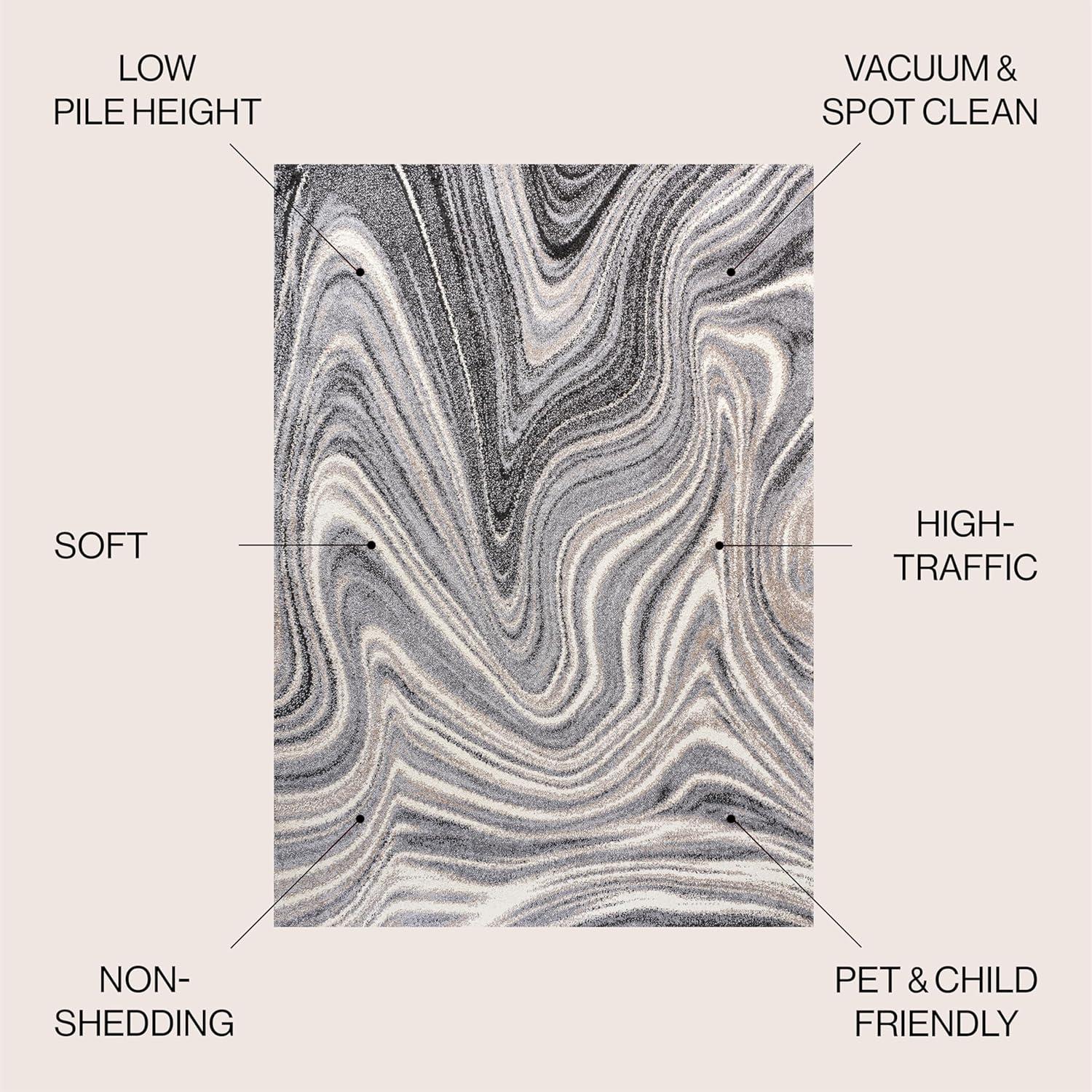 imageJONATHAN Y Eleni Abstract Marble TurquoiseCream Indoor Area Rug 8x10 ContemporaryGlamCasualTransitional EasyCleaning for Living RoomBedroomKitchenPet FriendlyNonShedding SEU301C8CharcoalCream