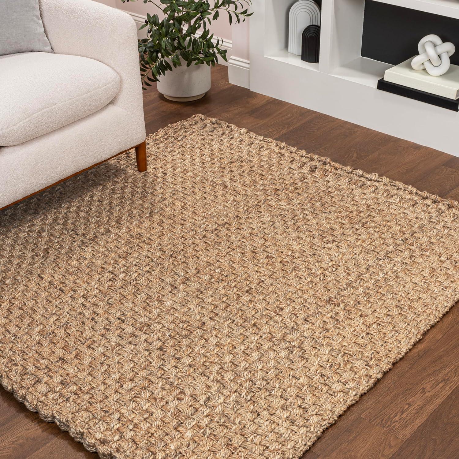 imageJONATHAN Y Estera Hand Woven Boucle Chunky Jute Ivory Indoor Area Rug 8x10 Bohemian Transitional EasyCleaning for Living Room Bedroom Kitchen Pet Friendly NonShedding NFR102B8Natural