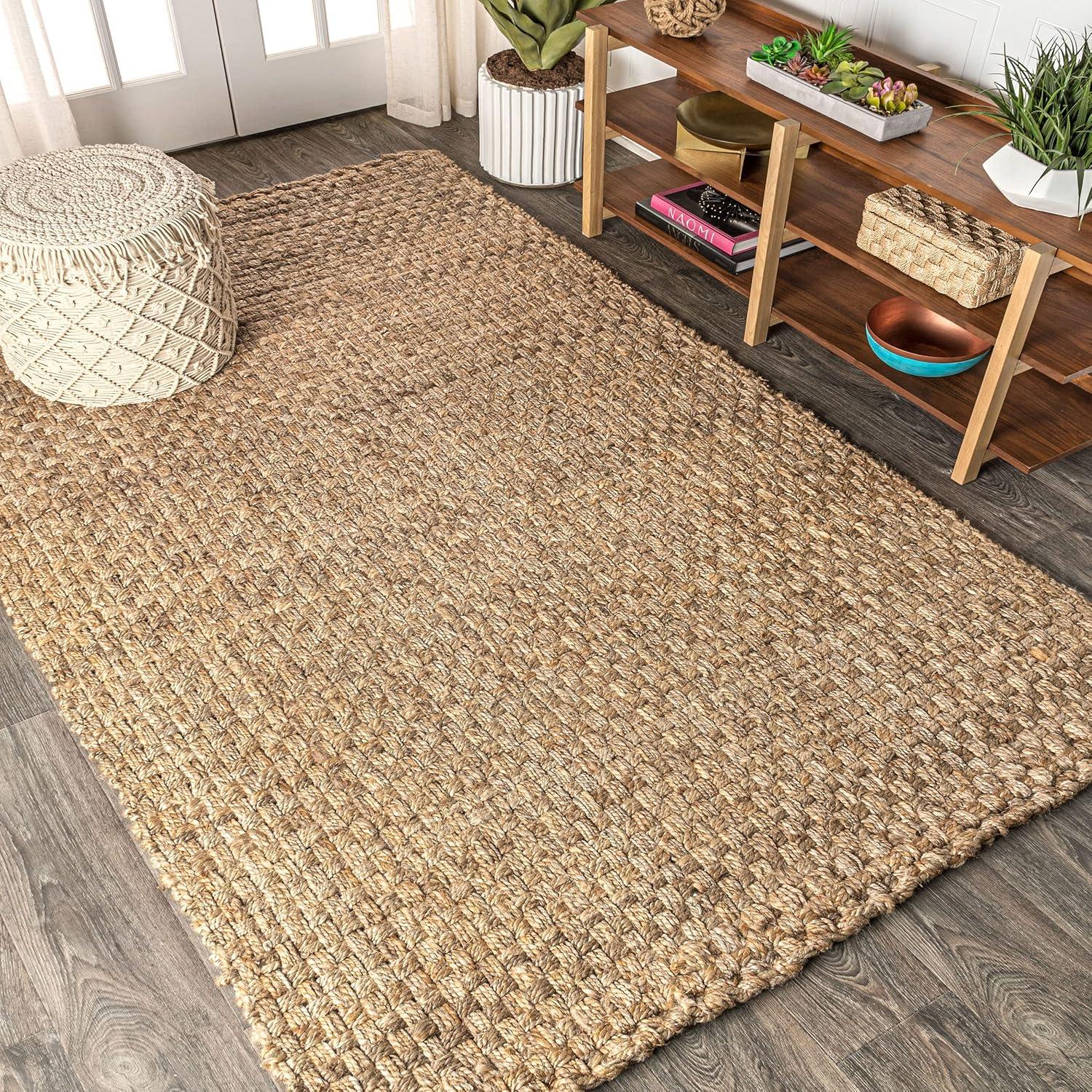 imageJONATHAN Y Estera Hand Woven Boucle Chunky Jute Ivory Indoor Area Rug 8x10 Bohemian Transitional EasyCleaning for Living Room Bedroom Kitchen Pet Friendly NonShedding NFR102B8Natural