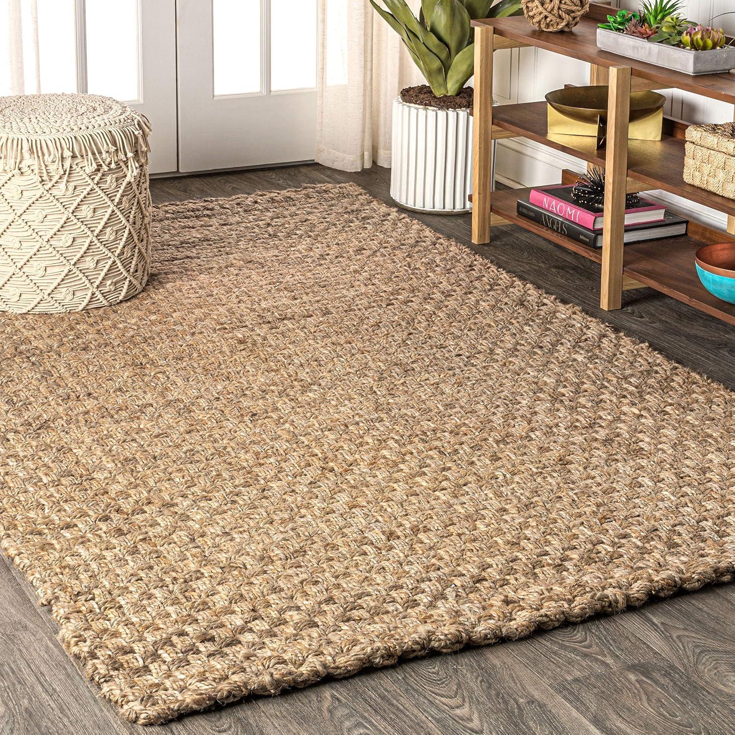 imageJONATHAN Y Estera Hand Woven Boucle Chunky Jute Ivory Indoor Area Rug 8x10 Bohemian Transitional EasyCleaning for Living Room Bedroom Kitchen Pet Friendly NonShedding NFR102B8Natural