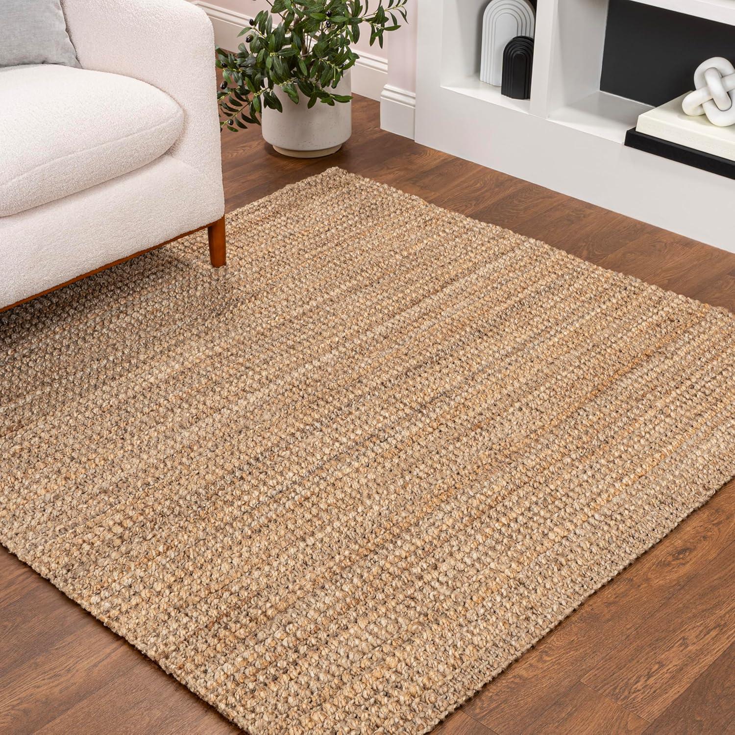 imageJONATHAN Y Estera Hand Woven Boucle Chunky Jute Ivory Indoor Area Rug 8x10 Bohemian Transitional EasyCleaning for Living Room Bedroom Kitchen Pet Friendly NonShedding NFR102B8Natural