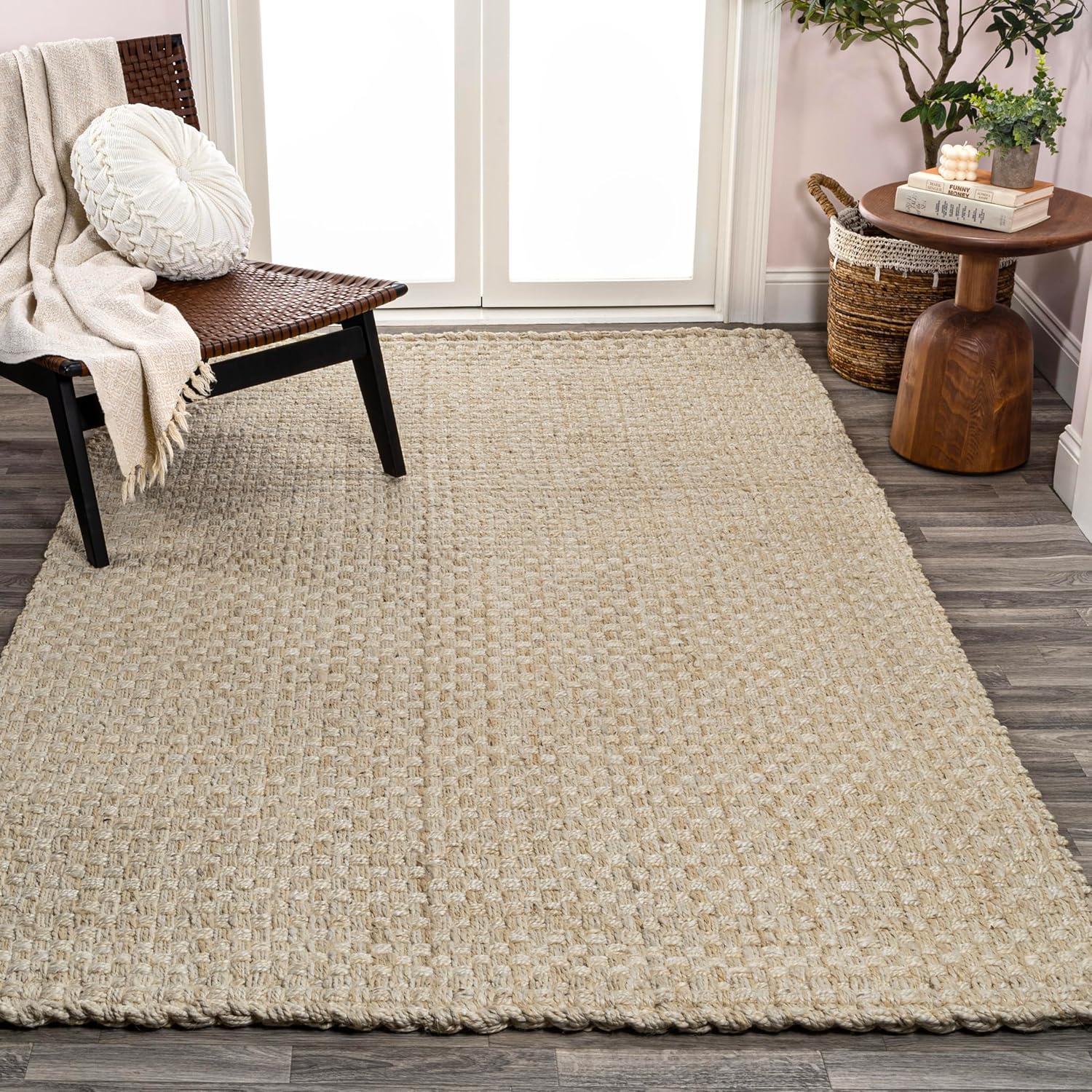 imageJONATHAN Y Estera Hand Woven Boucle Chunky Jute Ivory Indoor Area Rug 8x10 Bohemian Transitional EasyCleaning for Living Room Bedroom Kitchen Pet Friendly NonShedding NFR102B8Ivory