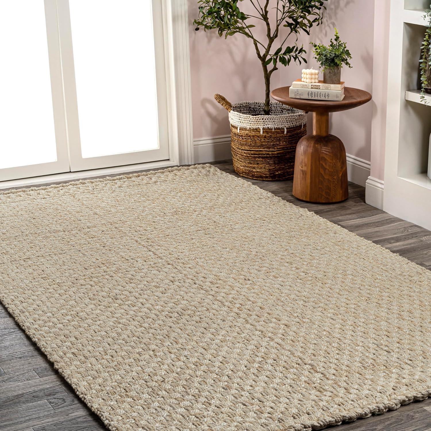 imageJONATHAN Y Estera Hand Woven Boucle Chunky Jute Ivory Indoor Area Rug 8x10 Bohemian Transitional EasyCleaning for Living Room Bedroom Kitchen Pet Friendly NonShedding NFR102B8Ivory