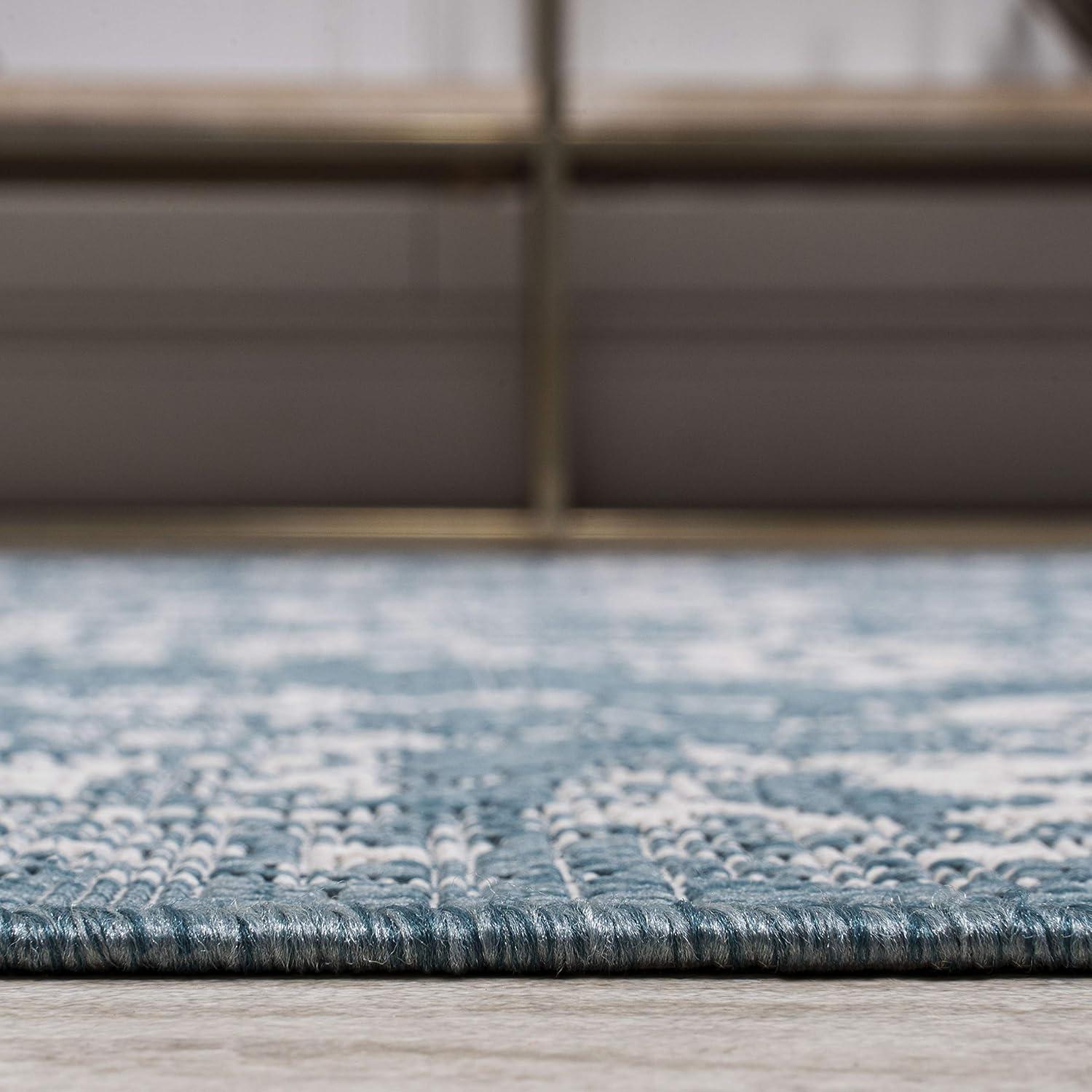 imageJONATHAN Y Filigree Indoor Outdoor Runner Rug 2X8 TealIvory Galon for Backyard Patio Porch EasyCleaning High Traffic PetFriendly NonShedding SMB120B28TealIvory