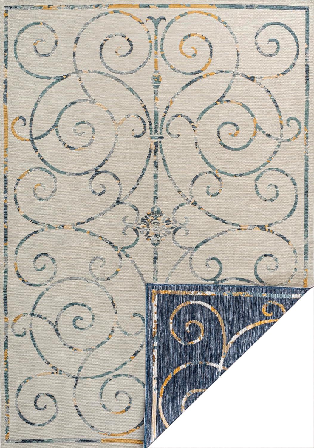 imageJONATHAN Y Filigree Scroll Reversible Washable Indoor Outdoor Area Rug 8X10 CreamNavy Danae Classic Cottage for Backyard Patio Porch EasyCleaning PetFriendly NonShedding SVH100B8CreamNavy