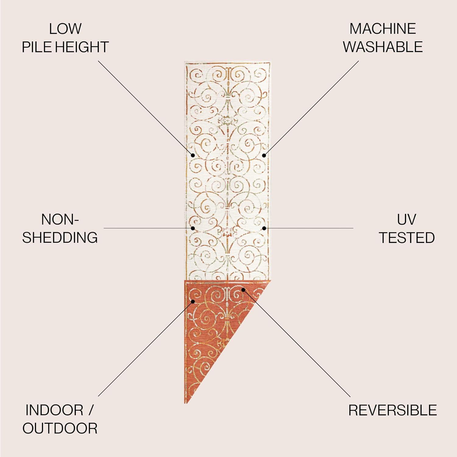 imageJONATHAN Y Filigree Scroll Reversible Washable Indoor Outdoor Area Rug 8X10 CreamNavy Danae Classic Cottage for Backyard Patio Porch EasyCleaning PetFriendly NonShedding SVH100B8CreamTerra