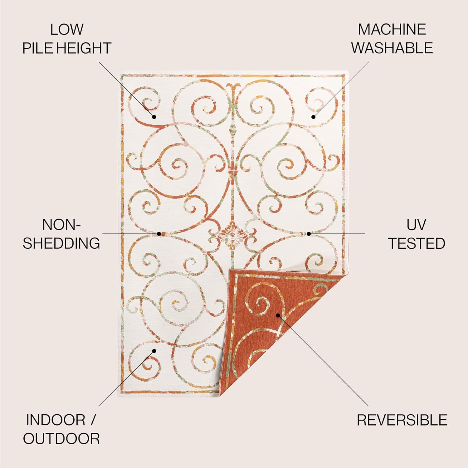 imageJONATHAN Y Filigree Scroll Reversible Washable Indoor Outdoor Area Rug 8X10 CreamNavy Danae Classic Cottage for Backyard Patio Porch EasyCleaning PetFriendly NonShedding SVH100B8CreamTerra