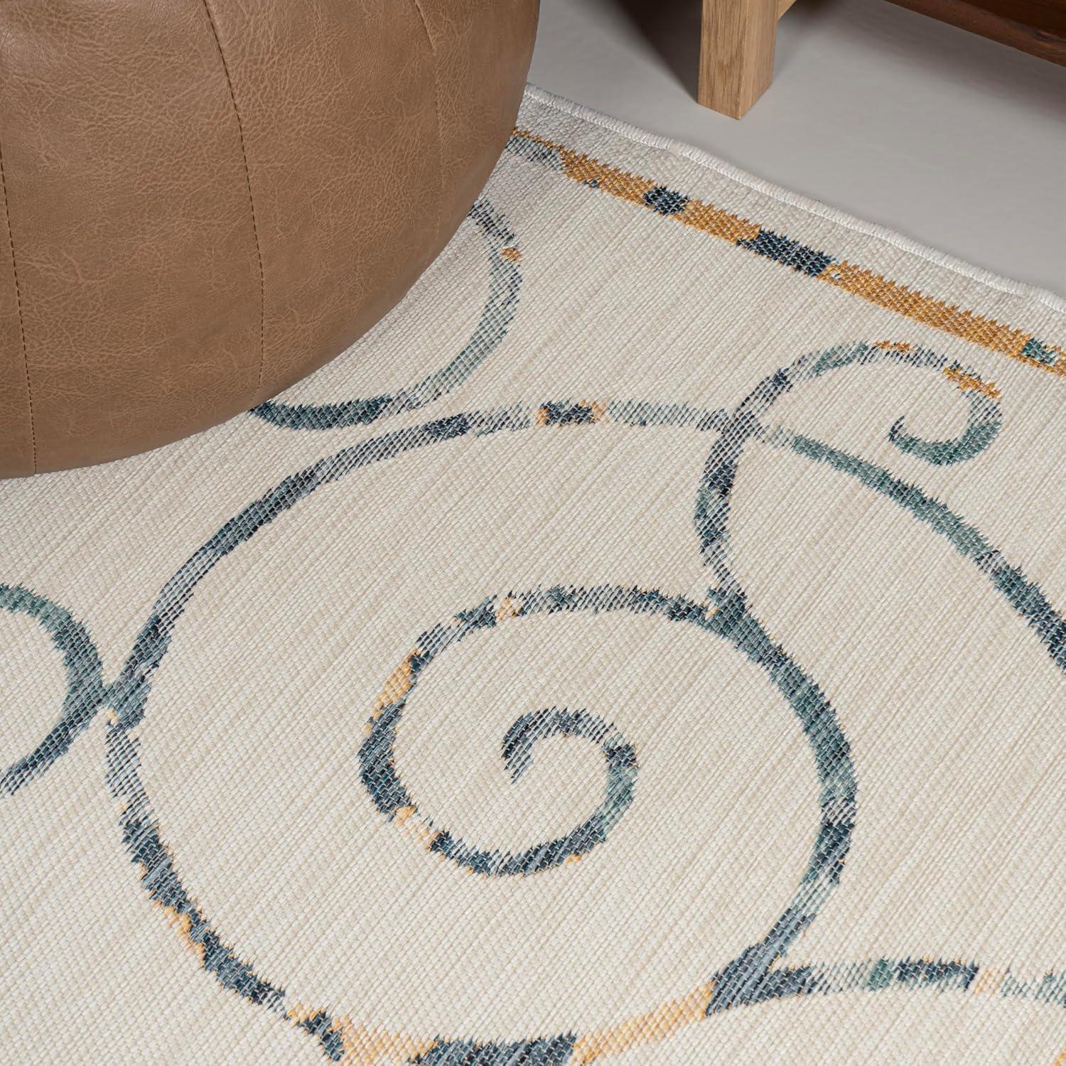 imageJONATHAN Y Filigree Scroll Reversible Washable Indoor Outdoor Area Rug 8X10 CreamNavy Danae Classic Cottage for Backyard Patio Porch EasyCleaning PetFriendly NonShedding SVH100B8CreamNavy