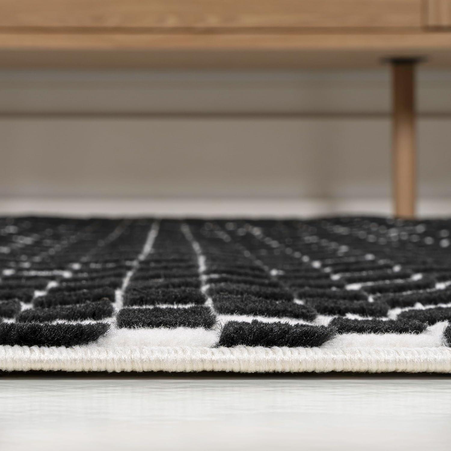 imageJONATHAN Y Finn HighLow Checkered Monotone IvoryCream 3x5 IndoorOutdoor Area Rug Modern Minimalist for Patio Backyard Living Room Bedroom Office HoseWashable SCN108A3BlackWhite