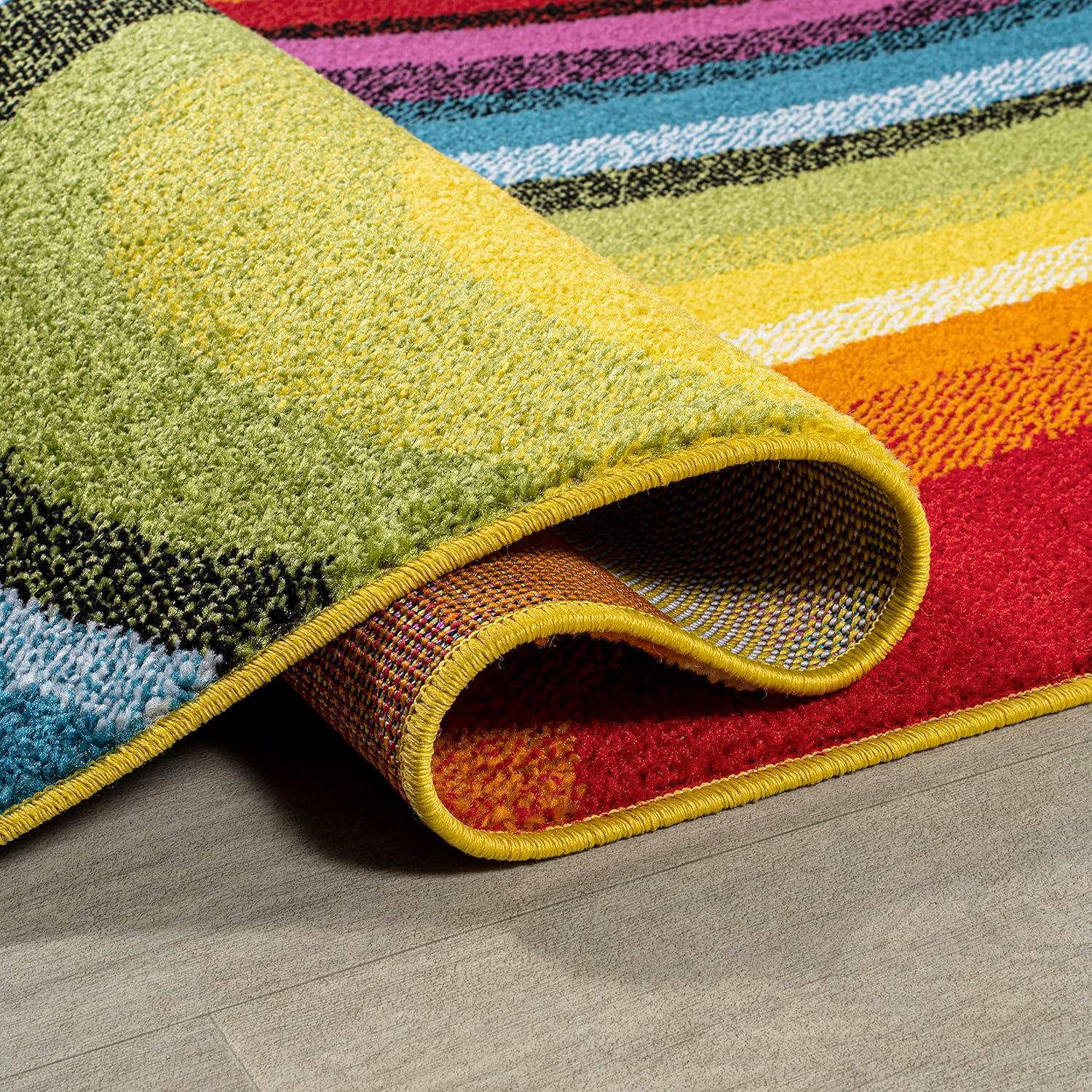 imageJONATHAN Y Flow Abstract Swirl Indoor Area Rug 8x10 BlueMustardGray Modern Coastal EasyCleaning for Living Room Bedroom Kitchen Pet Friendly NonShedding DZC100C8RedYellowBlue