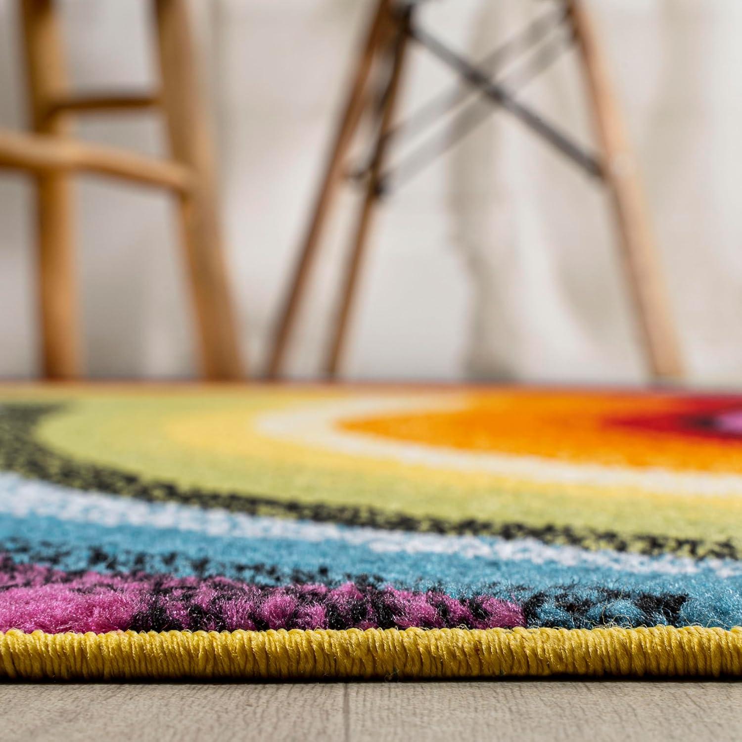 imageJONATHAN Y Flow Abstract Swirl Indoor Area Rug 8x10 BlueMustardGray Modern Coastal EasyCleaning for Living Room Bedroom Kitchen Pet Friendly NonShedding DZC100C8RedYellowBlue