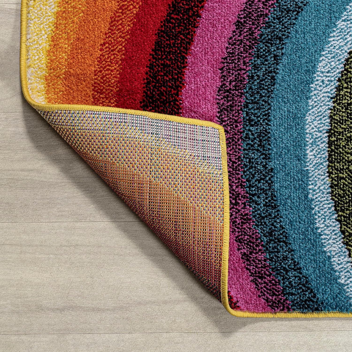 imageJONATHAN Y Flow Abstract Swirl Indoor Area Rug 8x10 BlueMustardGray Modern Coastal EasyCleaning for Living Room Bedroom Kitchen Pet Friendly NonShedding DZC100C8RedYellowBlue