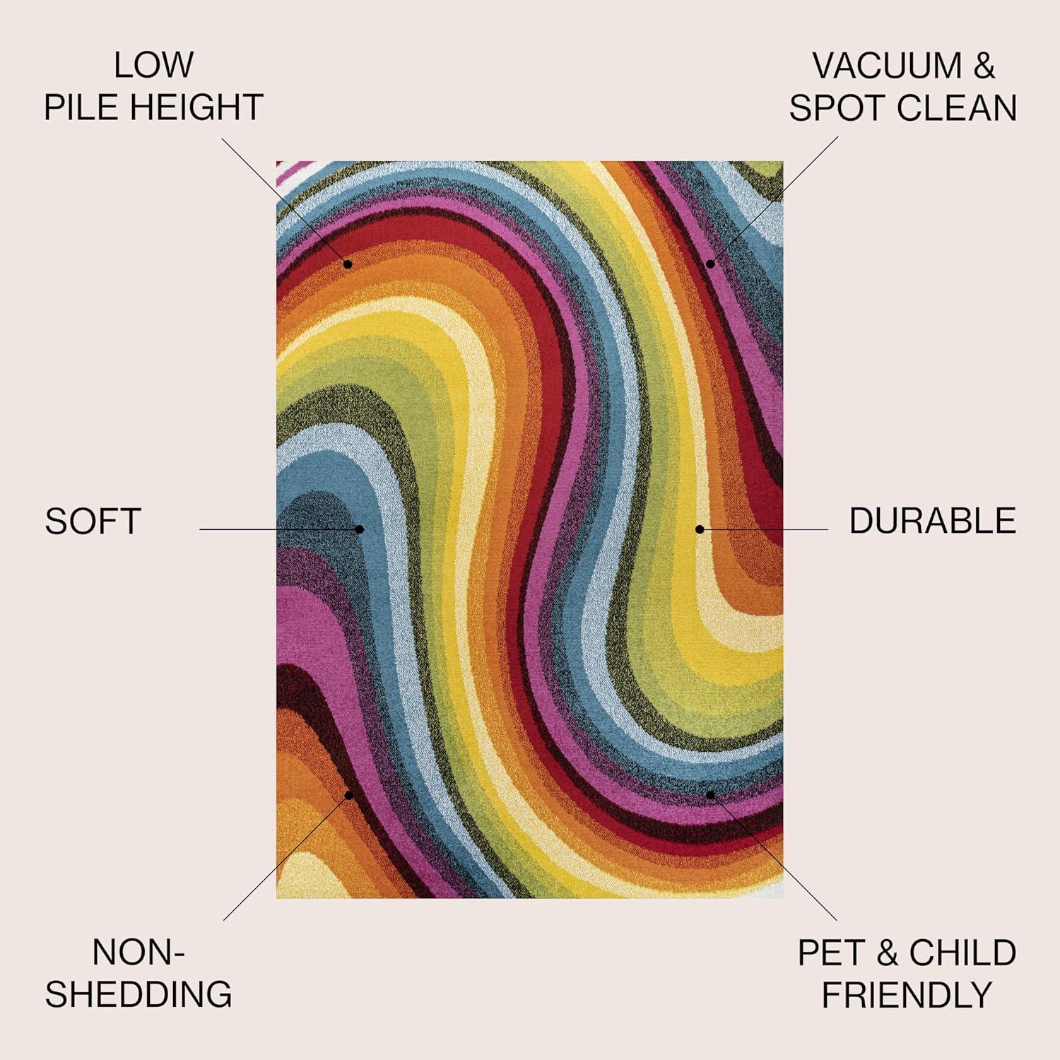 imageJONATHAN Y Flow Abstract Swirl Indoor Area Rug 8x10 BlueMustardGray Modern Coastal EasyCleaning for Living Room Bedroom Kitchen Pet Friendly NonShedding DZC100C8RedYellowBlue