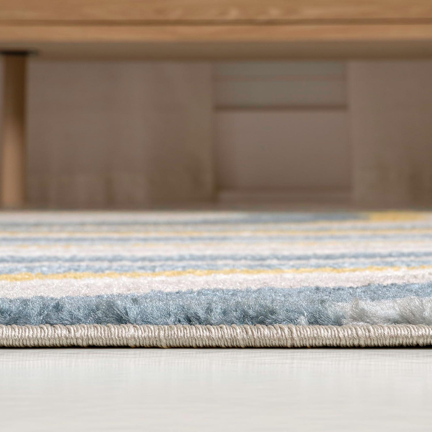 imageJONATHAN Y Flow Abstract Swirl Indoor Area Rug 8x10 BlueMustardGray Modern Coastal EasyCleaning for Living Room Bedroom Kitchen Pet Friendly NonShedding DZC100C8BlueMustardGray