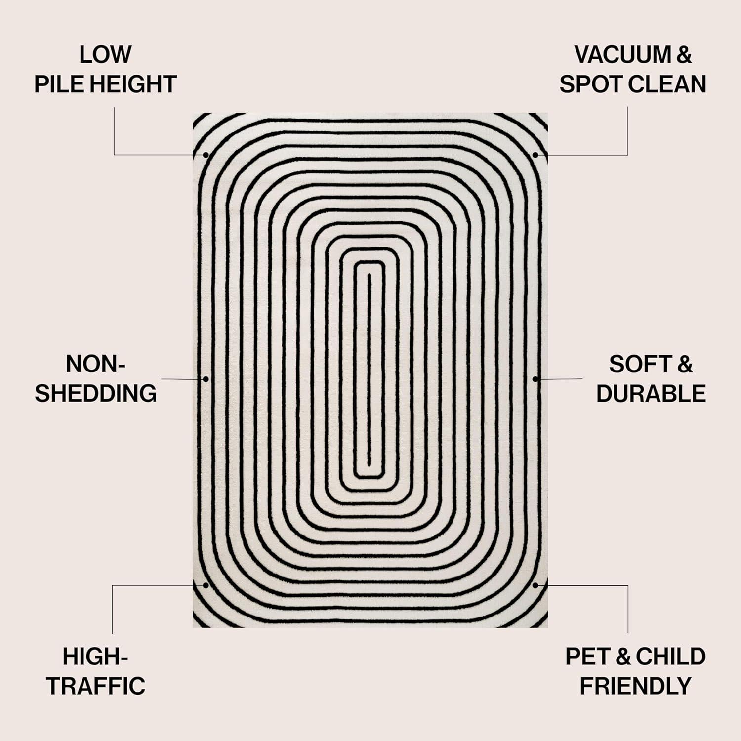 imageJONATHAN Y Freya HighLow Arch Stripe Monotone BlackWhite 8x10 Indoor Area Rug Modern Scandinavian NonSheddingStain ResistantEasy Cleaning for Bedroom Living Room Kitchen SCN106B8BlackWhite