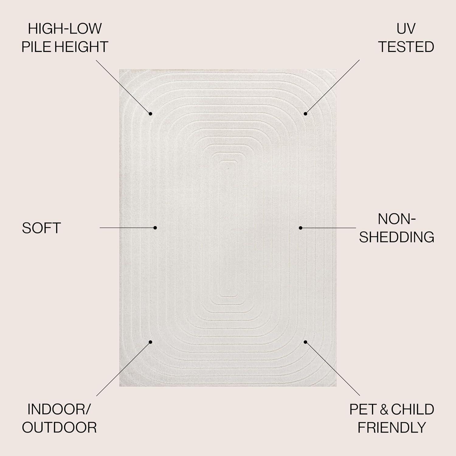 imageJONATHAN Y Freya HighLow Arch Stripe Monotone BlackWhite 8x10 Indoor Area Rug Modern Scandinavian NonSheddingStain ResistantEasy Cleaning for Bedroom Living Room Kitchen SCN106B8Ivory