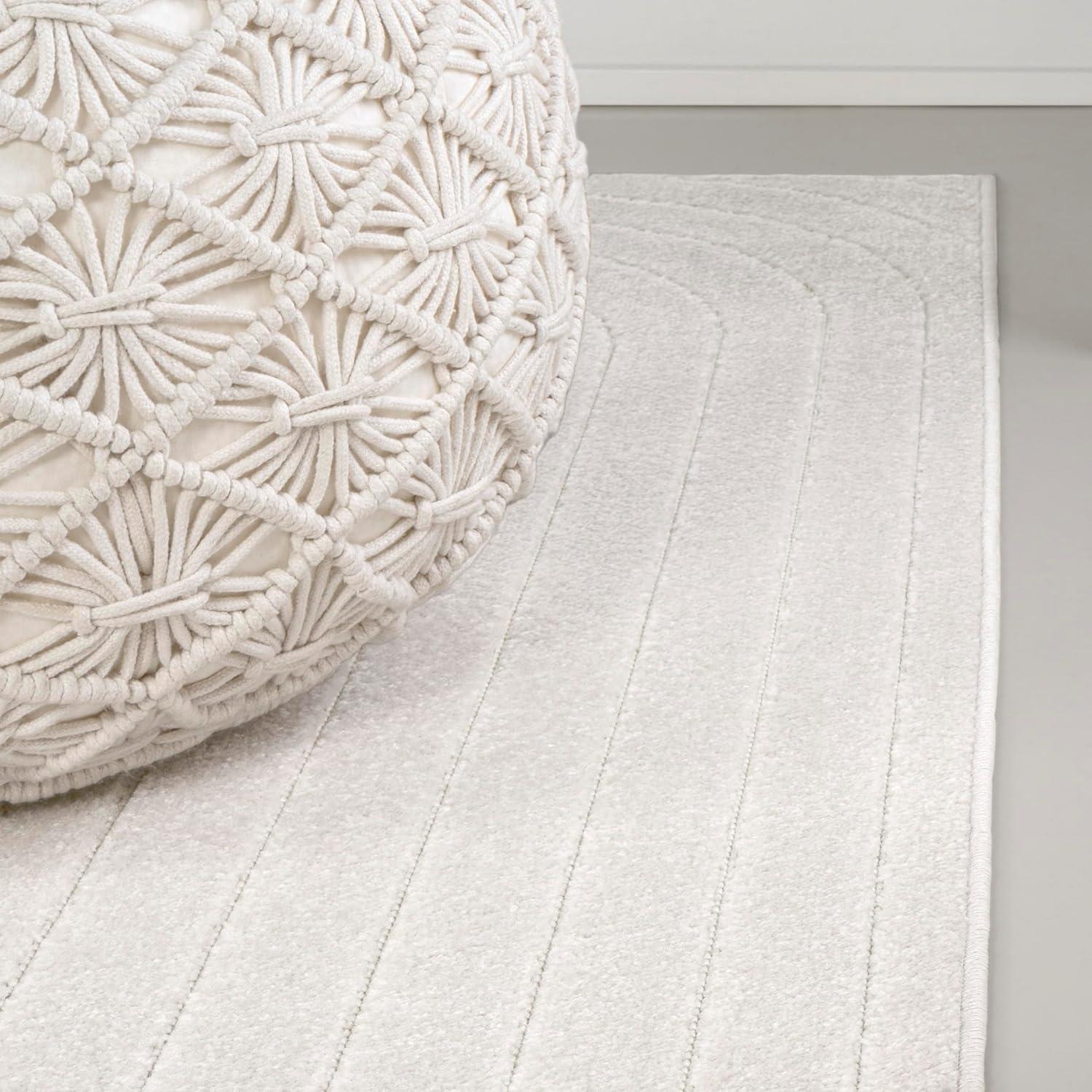 imageJONATHAN Y Freya HighLow Arch Stripe Monotone BlackWhite 8x10 Indoor Area Rug Modern Scandinavian NonSheddingStain ResistantEasy Cleaning for Bedroom Living Room Kitchen SCN106B8Ivory