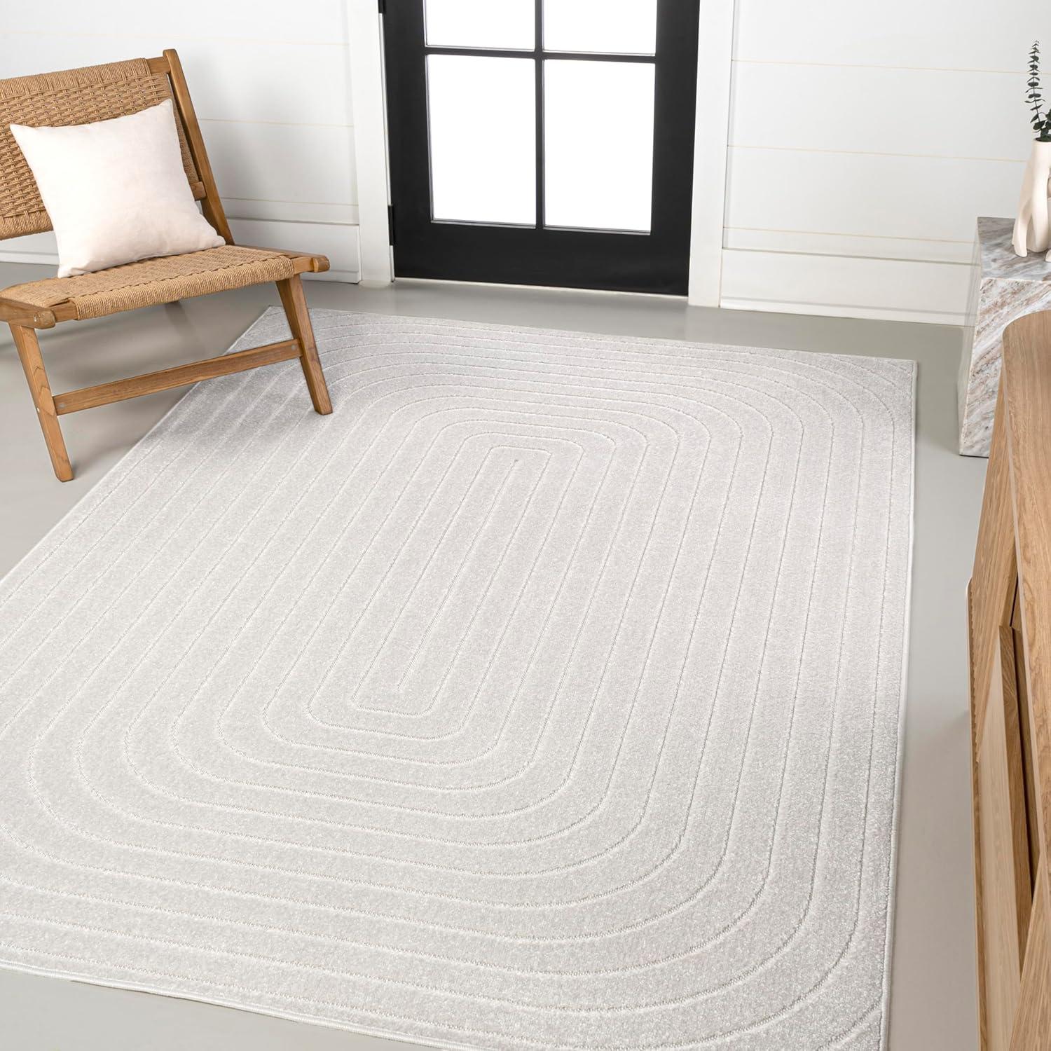 imageJONATHAN Y Freya HighLow Arch Stripe Monotone BlackWhite 8x10 Indoor Area Rug Modern Scandinavian NonSheddingStain ResistantEasy Cleaning for Bedroom Living Room Kitchen SCN106B8Ivory